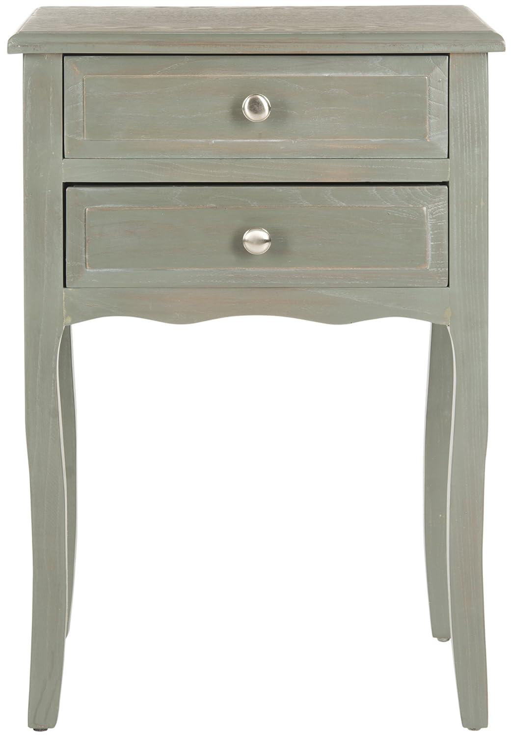 Lori End Table With Storage Drawers - AMH6576B - Ash Grey - Safavieh Couture