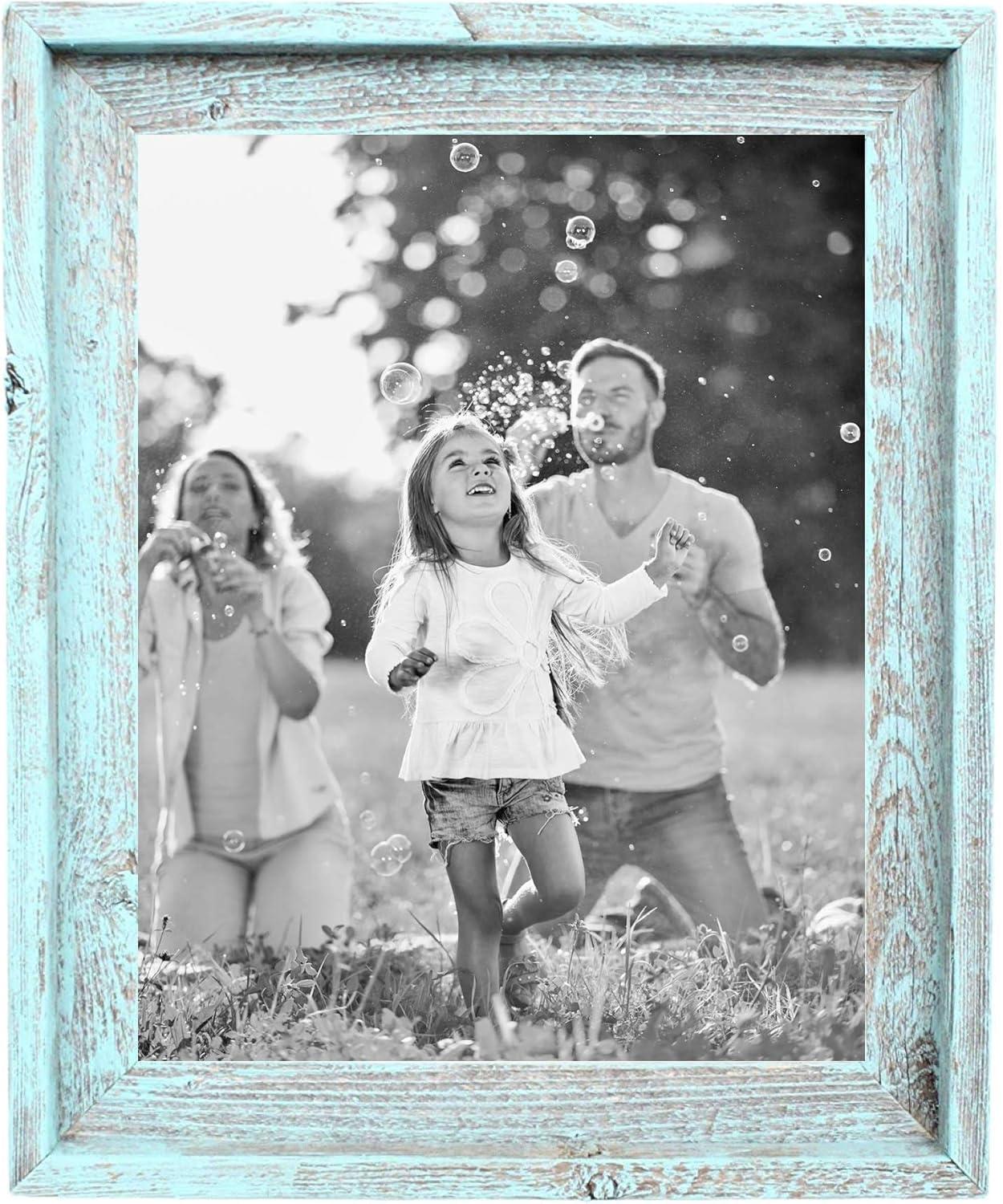Rustic Farmhouse 11 in. x 14 in. Robins Egg Blue Reclaimed Wood Picture Frame (1.5 in. Molding)