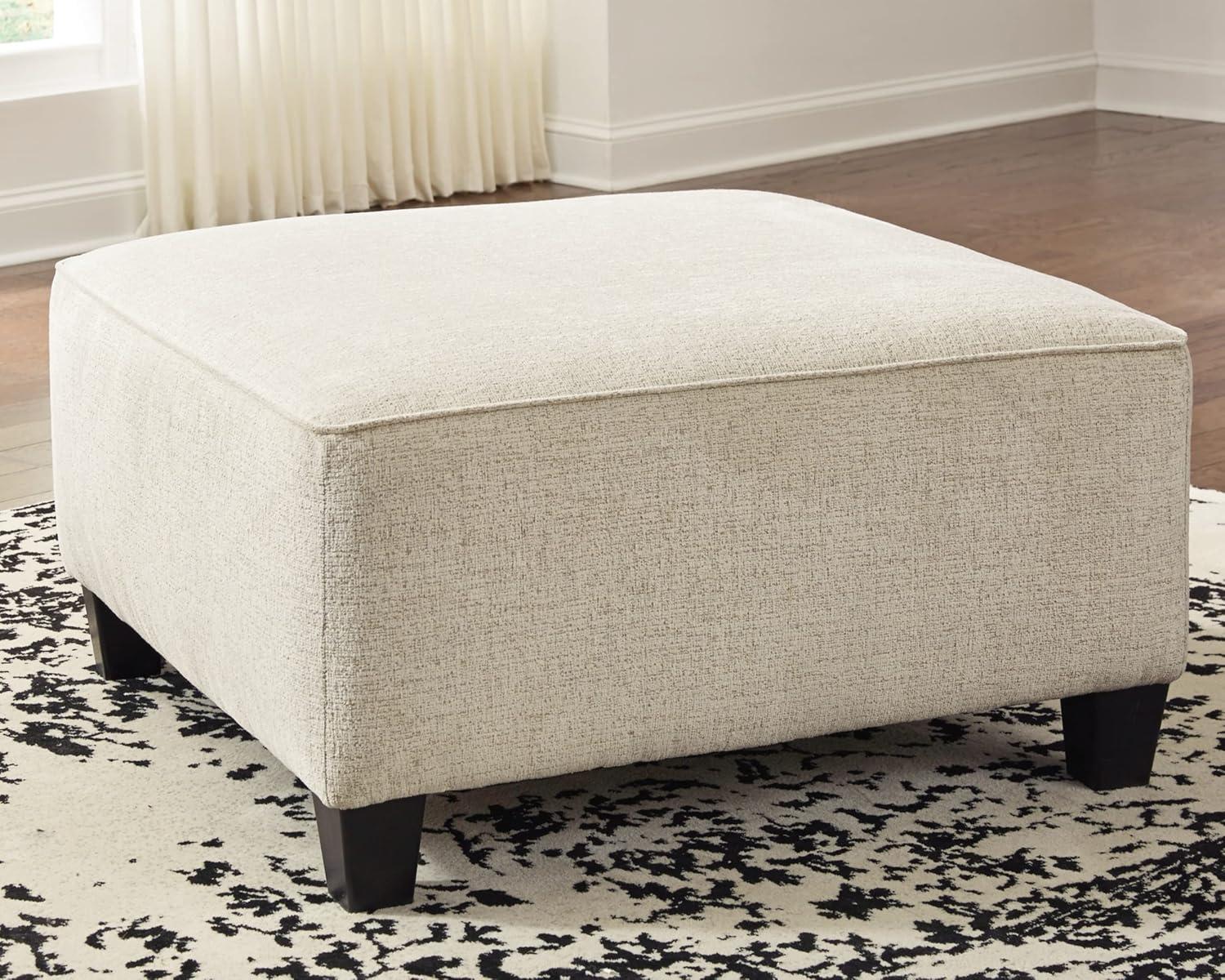 Contemporary Beige Chenille Oversized Footstool 39"x39"