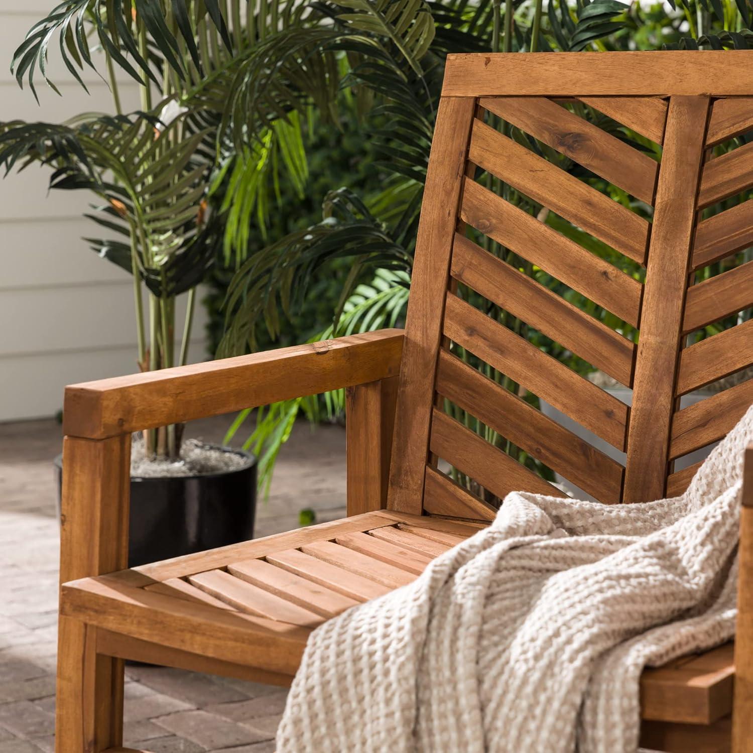 2pk Slatted Chevron Acacia Wood Patio Chairs - Saracina Home