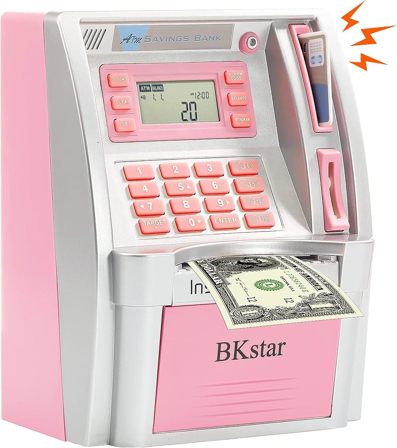 Pink and Silver Electronic Kids ATM Savings Bank with Real Voice Prompt