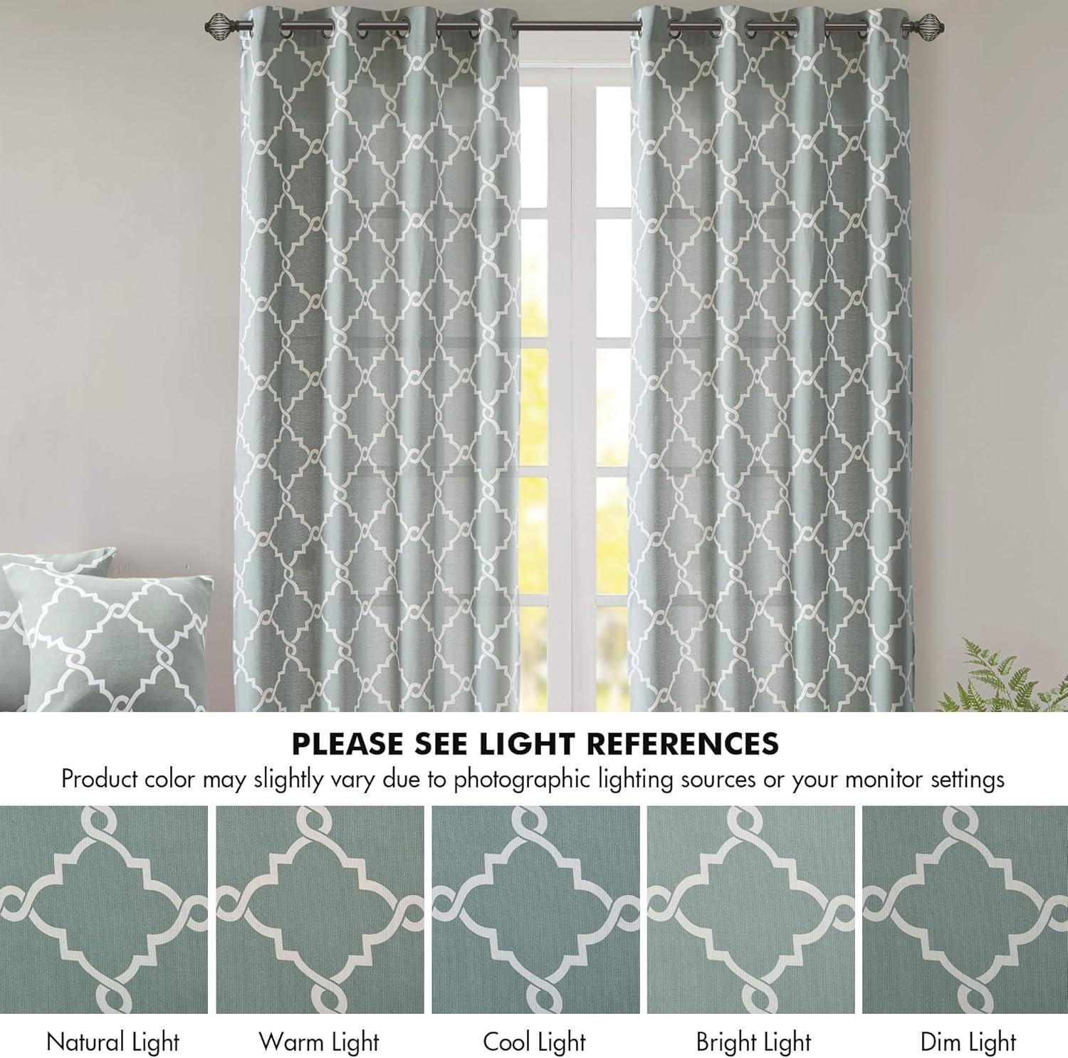 Fretwork Print Grommet Top Window Curtain Panel