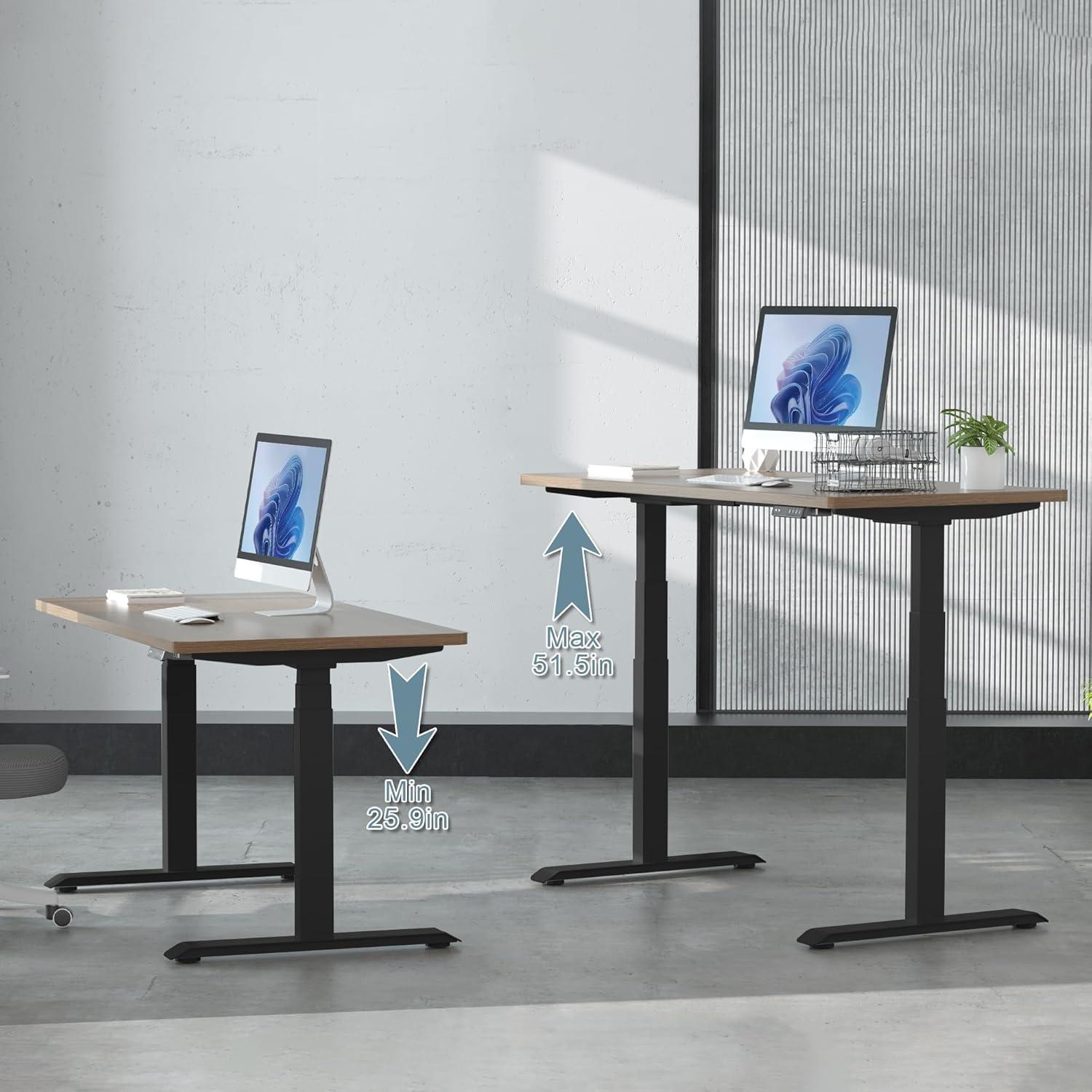 Fromann Dual Motor Electric Standing Desk Frame 3 Tier Legs Height Adjustable Handset with USB A+ C Ports Sit Stand up Desk Base for Home and Office (White)
