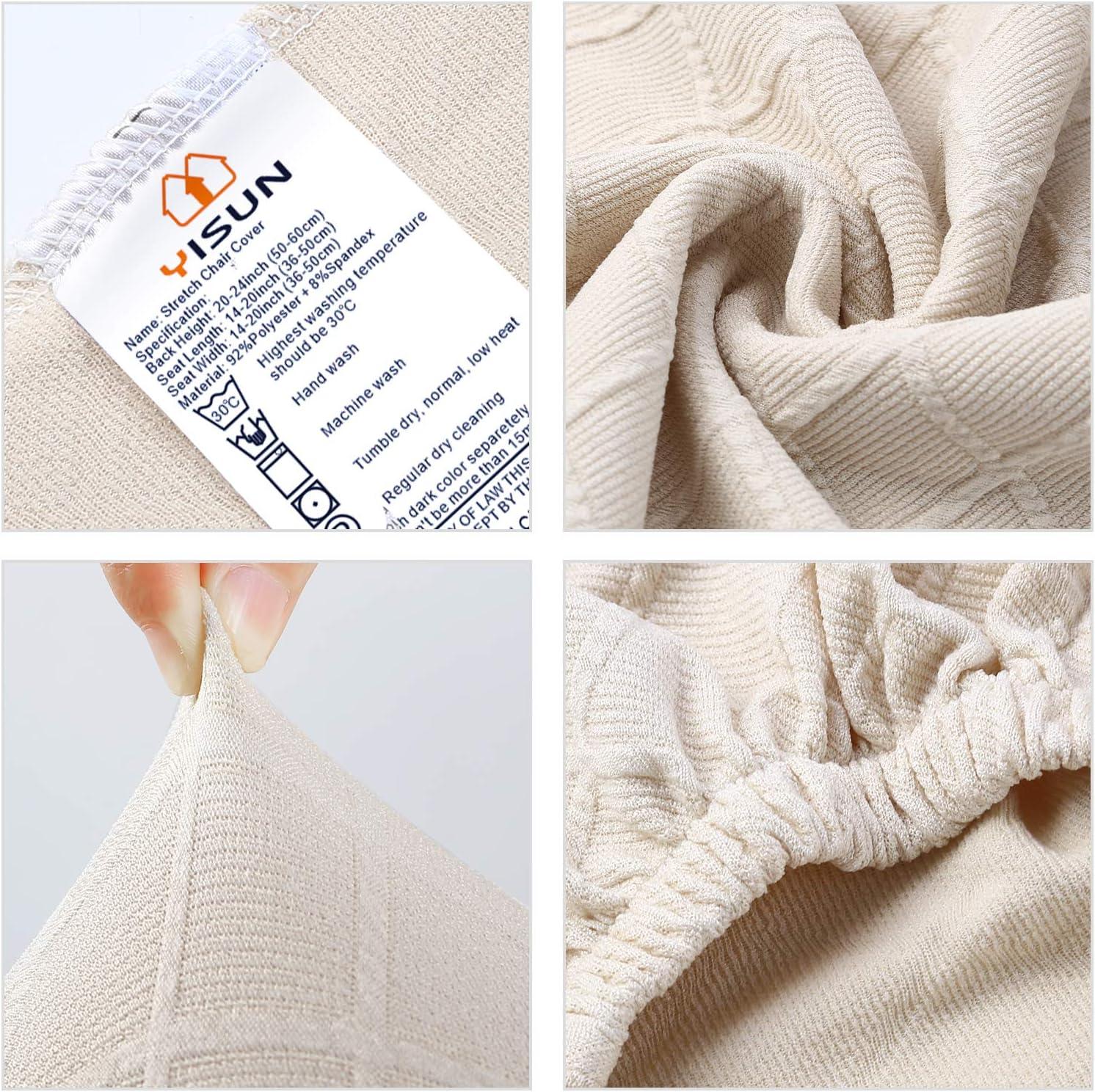 YISUN Dining Chair Covers, Stretch Spandex Chair Seat Cover Removable Washable Parson Chair Cover Kitchen Chair Protector Slipcovers (Beige Light, 6)