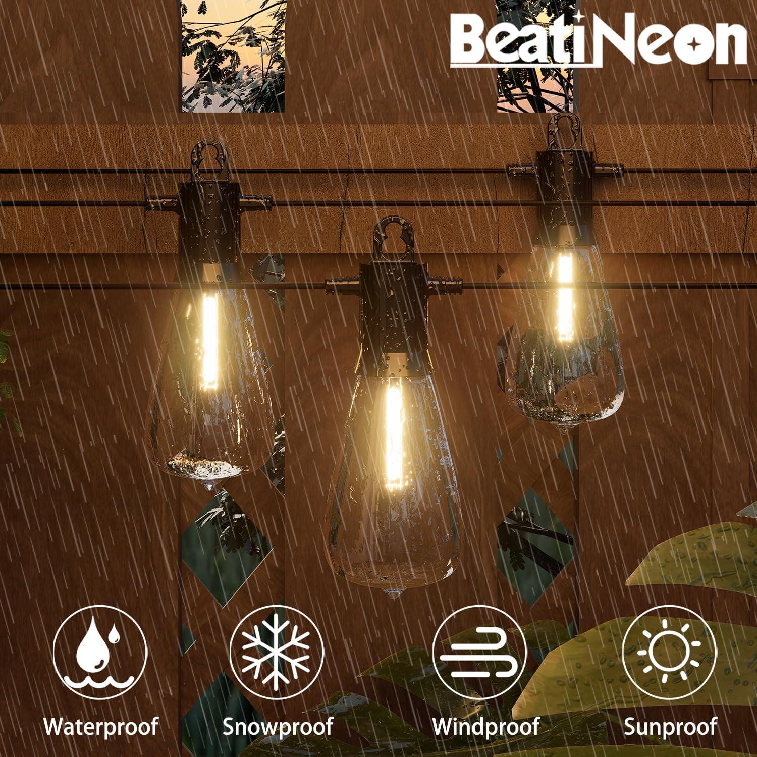 Arlmont & Co. Arlmont & Co. LED Outdoor String Lights 100FT Patio Lights With 52 Shatterproof ST38 Vintage Edison Bulbs