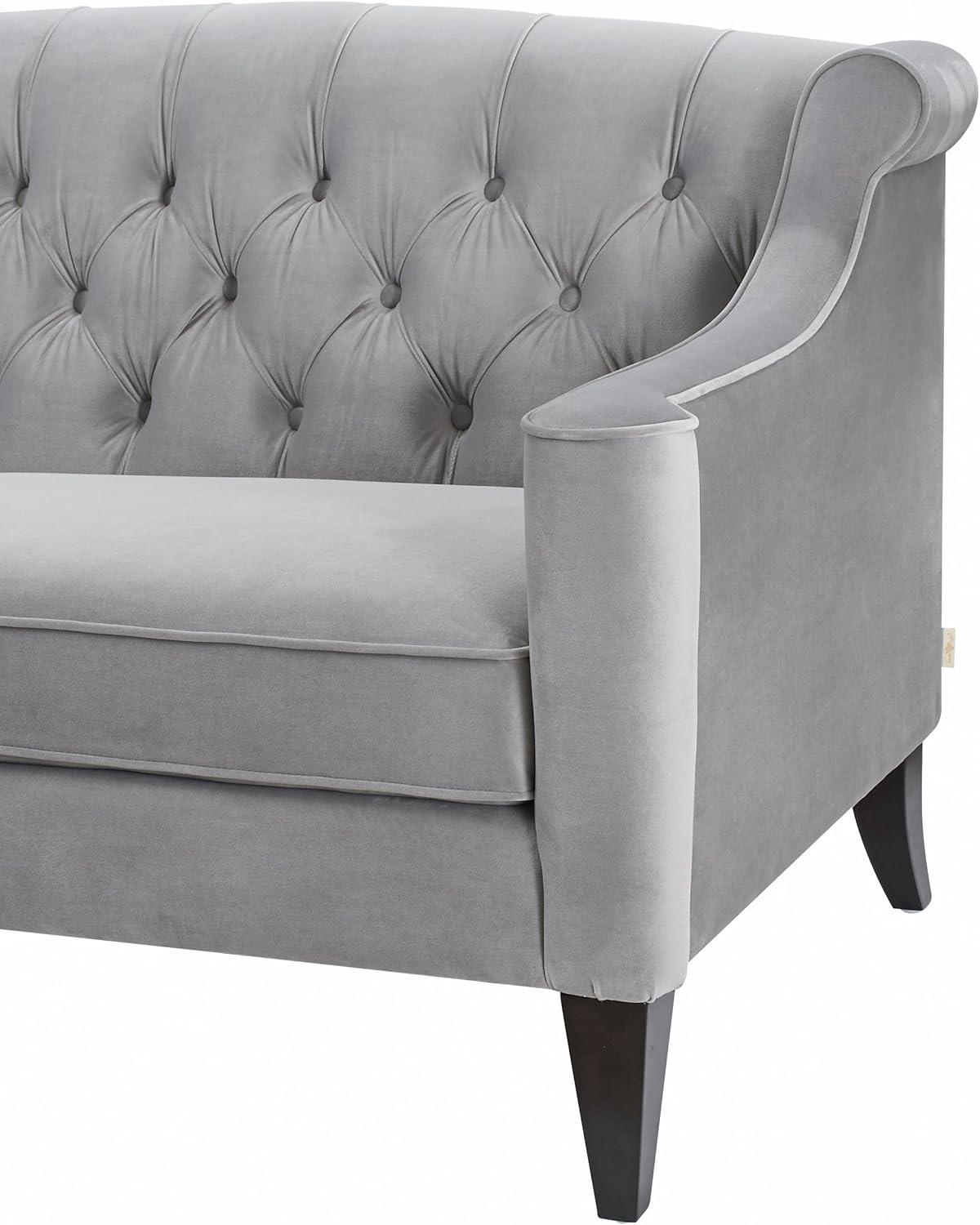 Ken Upholstered Button Tufted Sofa, Opal Grey