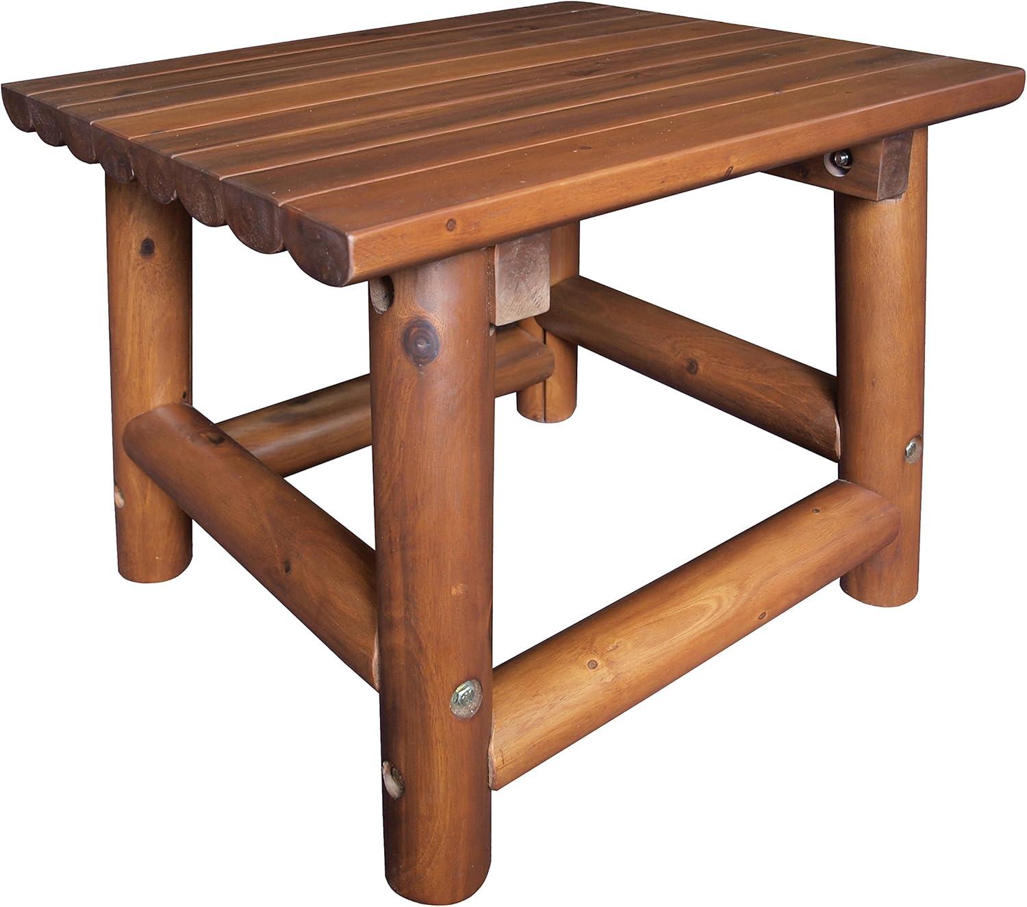 Leigh Country Amber Log Perch Handcrafted Hardwood Acacia Small Rectangular Accent Side End Table for Outdoor, Patio, and Garden, Brown