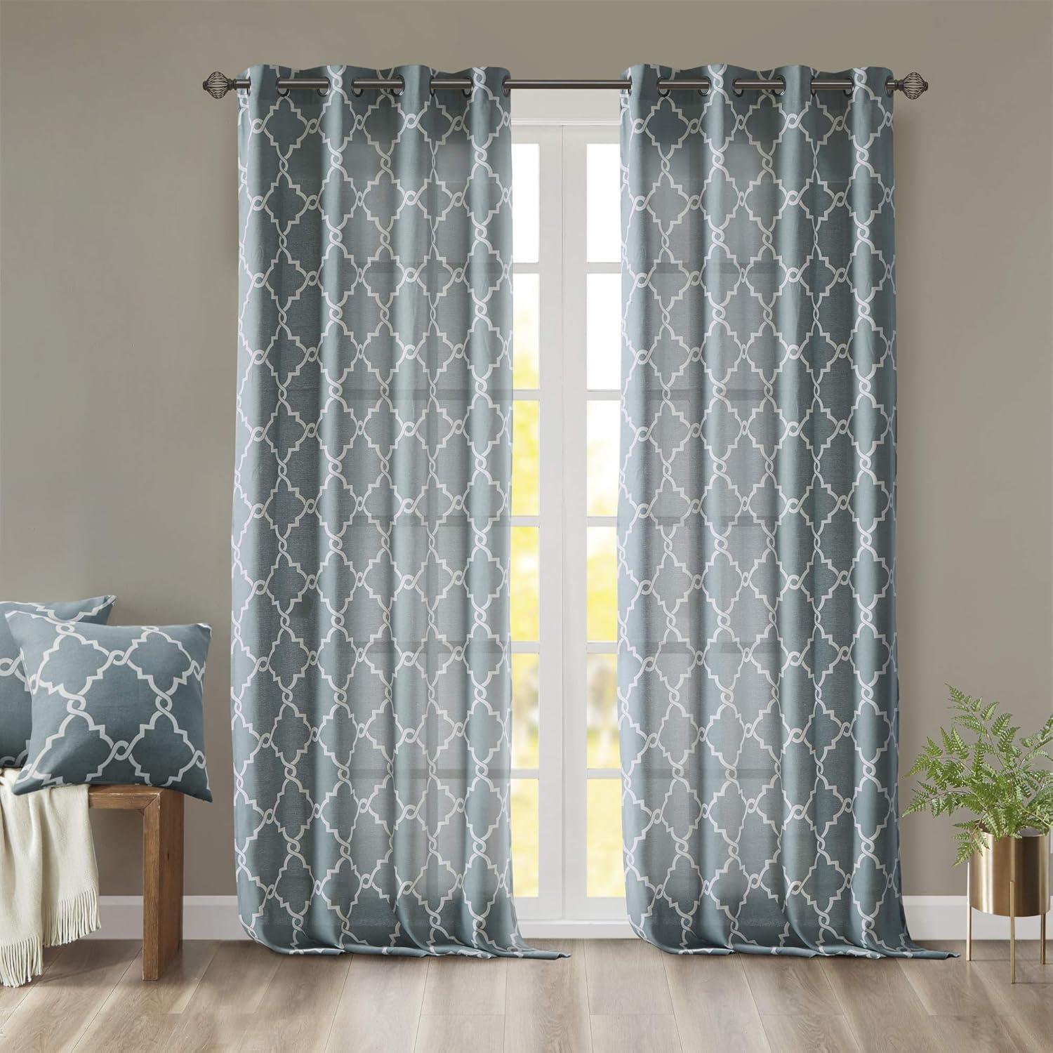 Madison Park Fretwork Print Grommet Top Window Curtain Panel