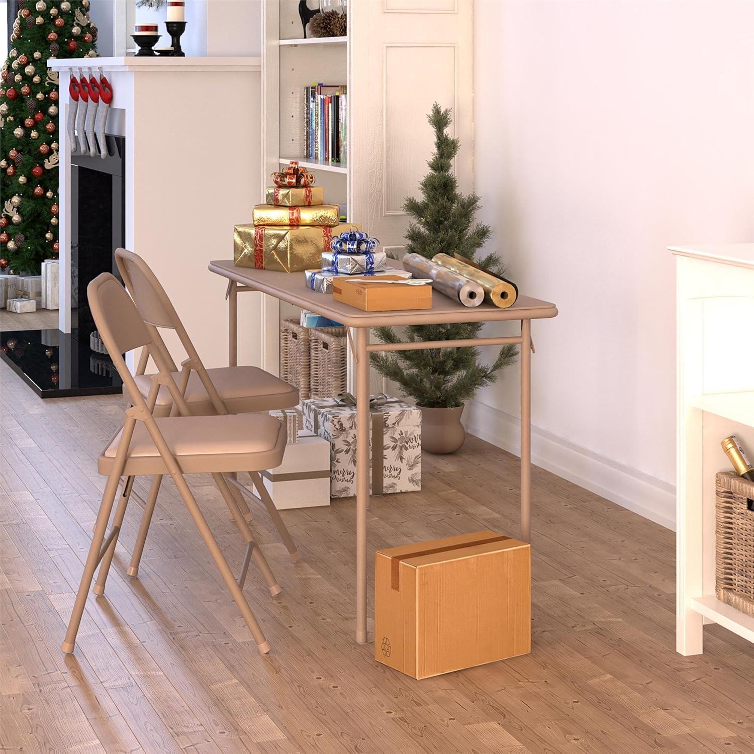 COSCO 20" x 48" Vinyl Top Serving Folding Table