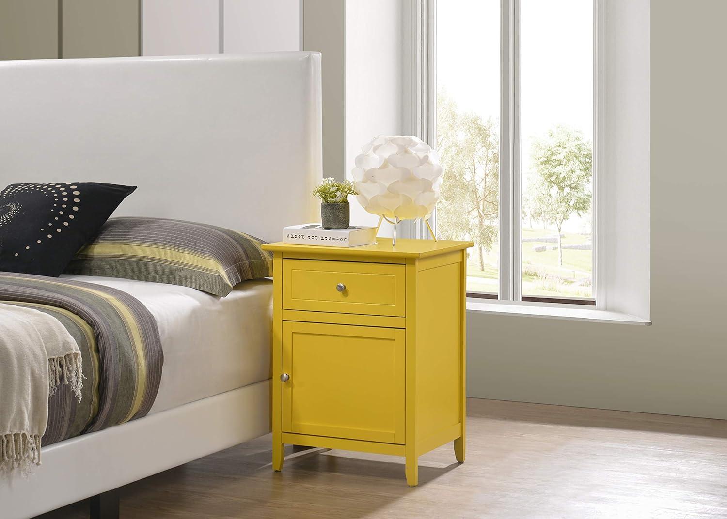 CoSoTower Modern Yellow Wood Veneer Nightstand with Storage