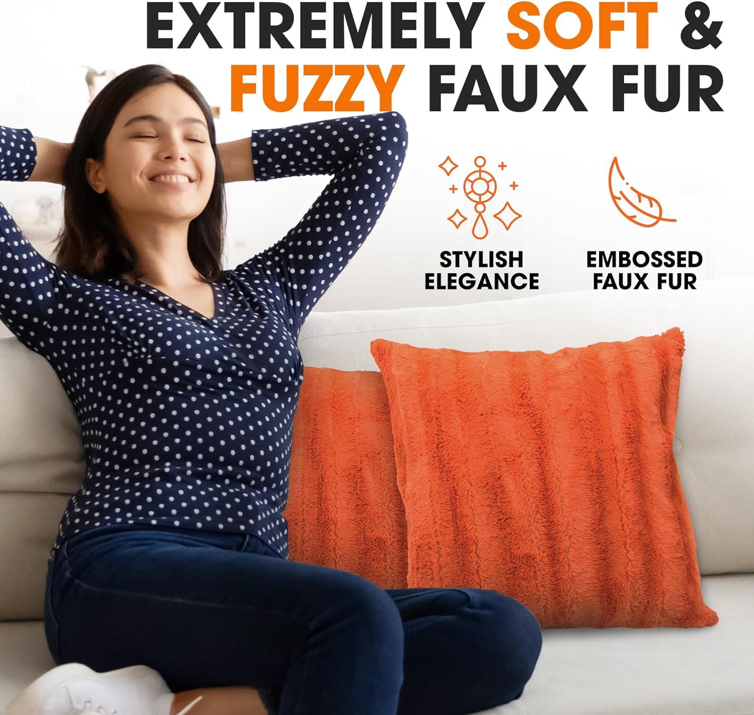 Cheer Collection Faux Fur Throw Pillow (Set of 2)