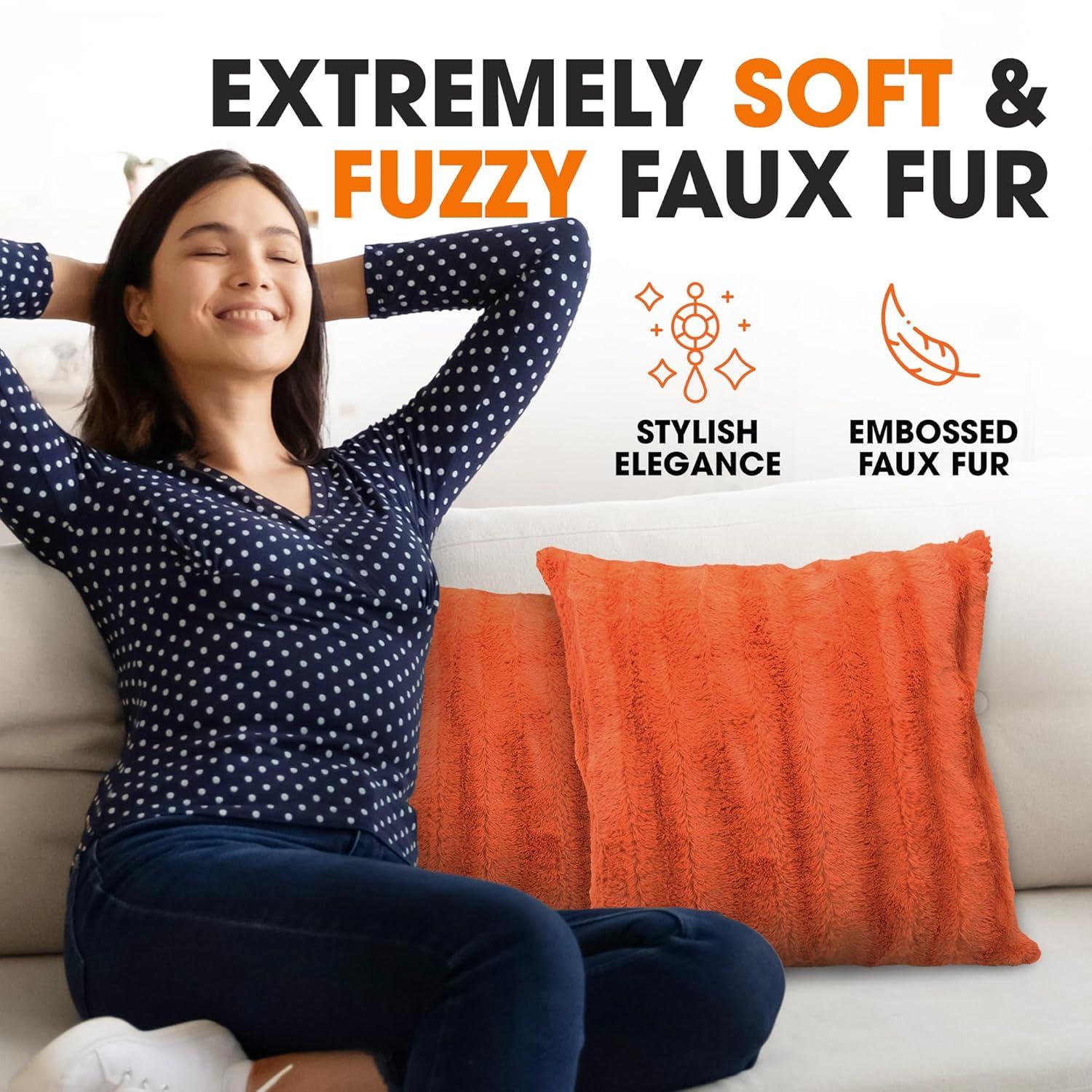 Cheer Collection Faux Fur Throw Pillow (Set of 2)