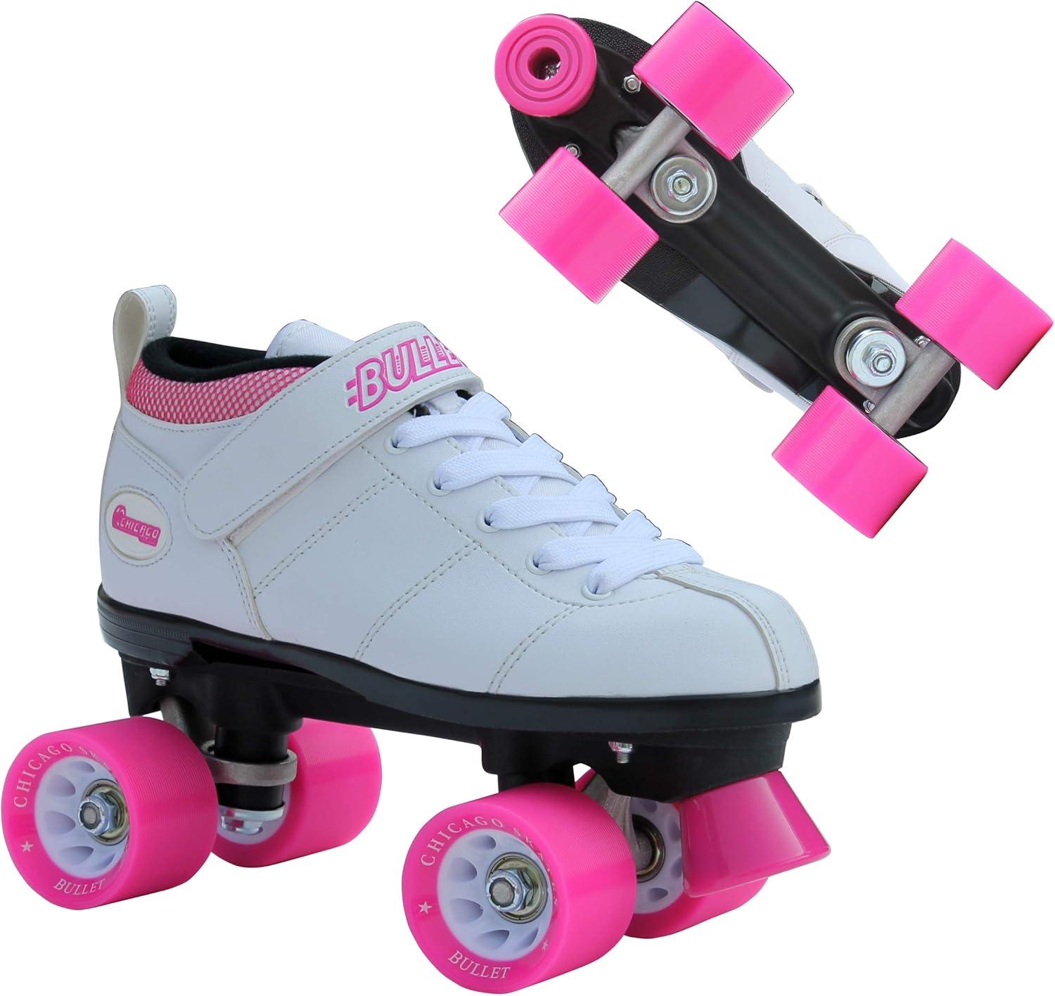 Chicago Ladies Bullet Speed Skates White Classic Quad Roller Skate, Size 9
