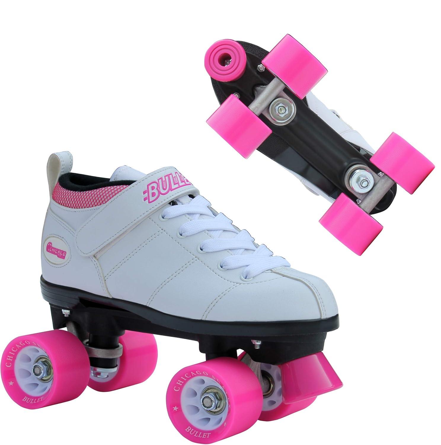 Chicago Ladies Bullet Speed Skates White Classic Quad Roller Skate, Size 9