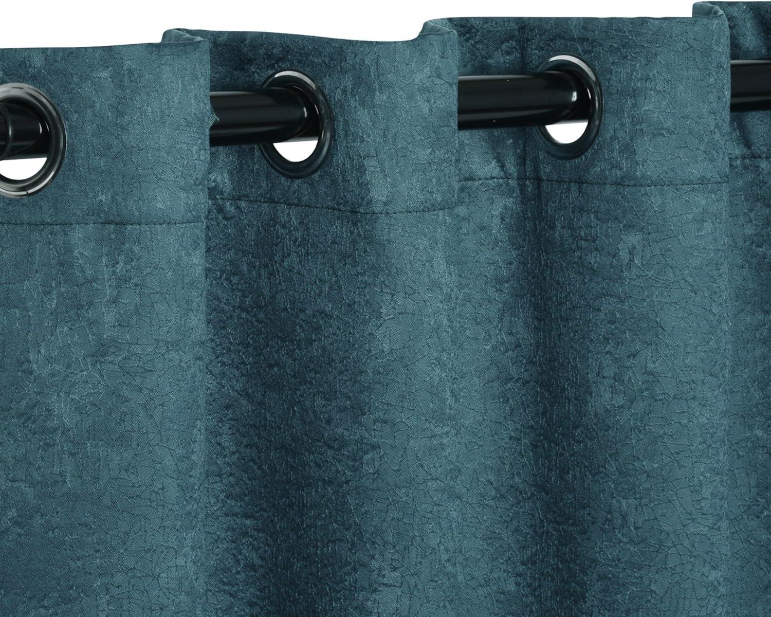 Superior Traditional Textured Blackout Curtain Panels, 8 Grommet, Set of 2, 52" W x 63" L, Deep Sea