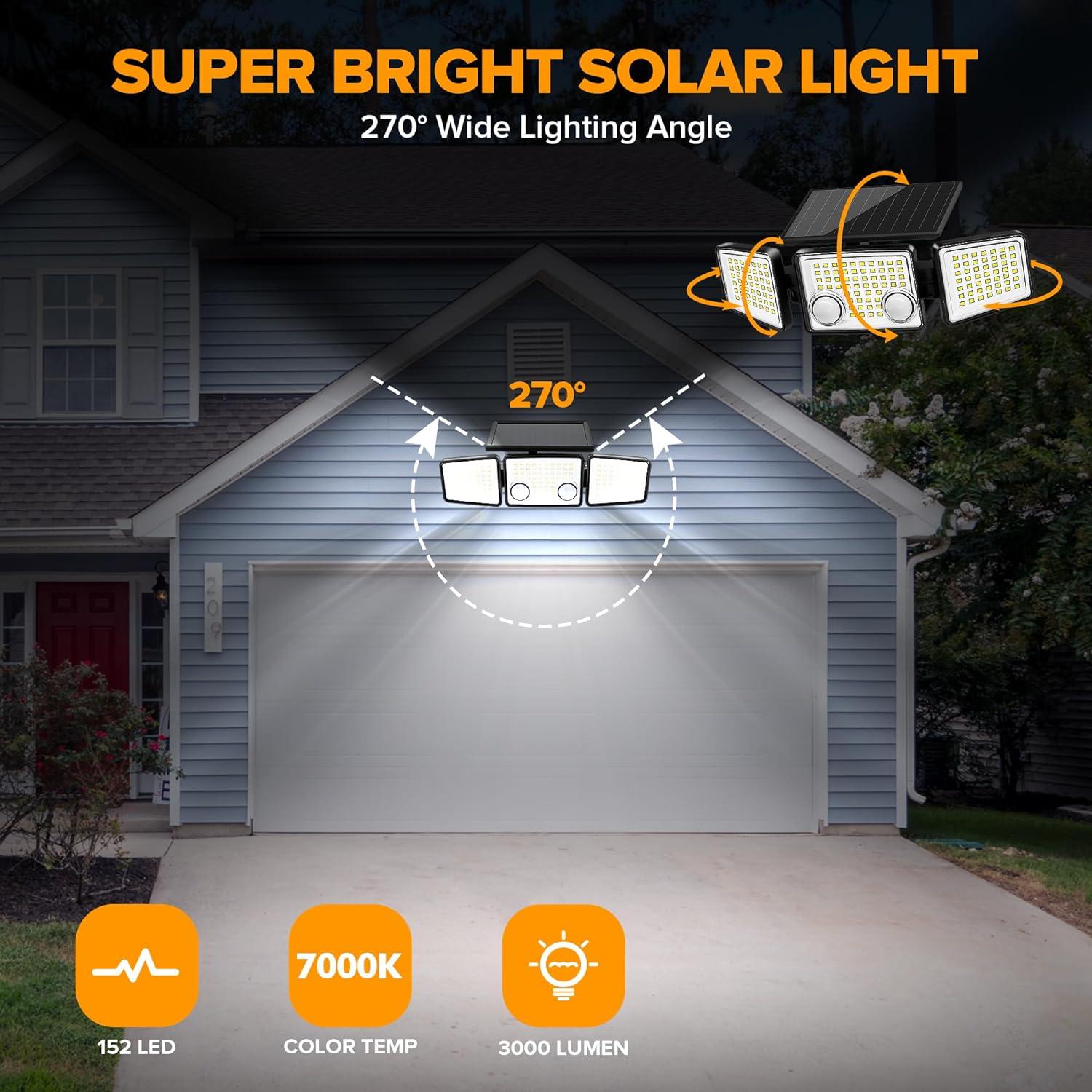 Solar LED Motion Sensor Outdoor Flood Lights, 2-Pack