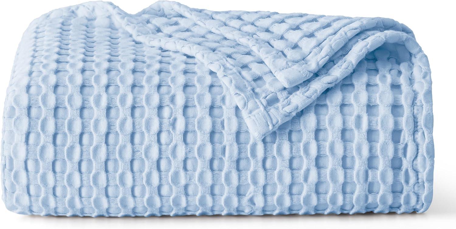 Cooling Cotton Waffle King Size Blanket - Lightweight Breathable Summer Blanket of Rayon Derived from Bamboo for Hot Sleepers, Luxury Throws for Bed, Couch and Sofa, Taupe, 104x90 Inches