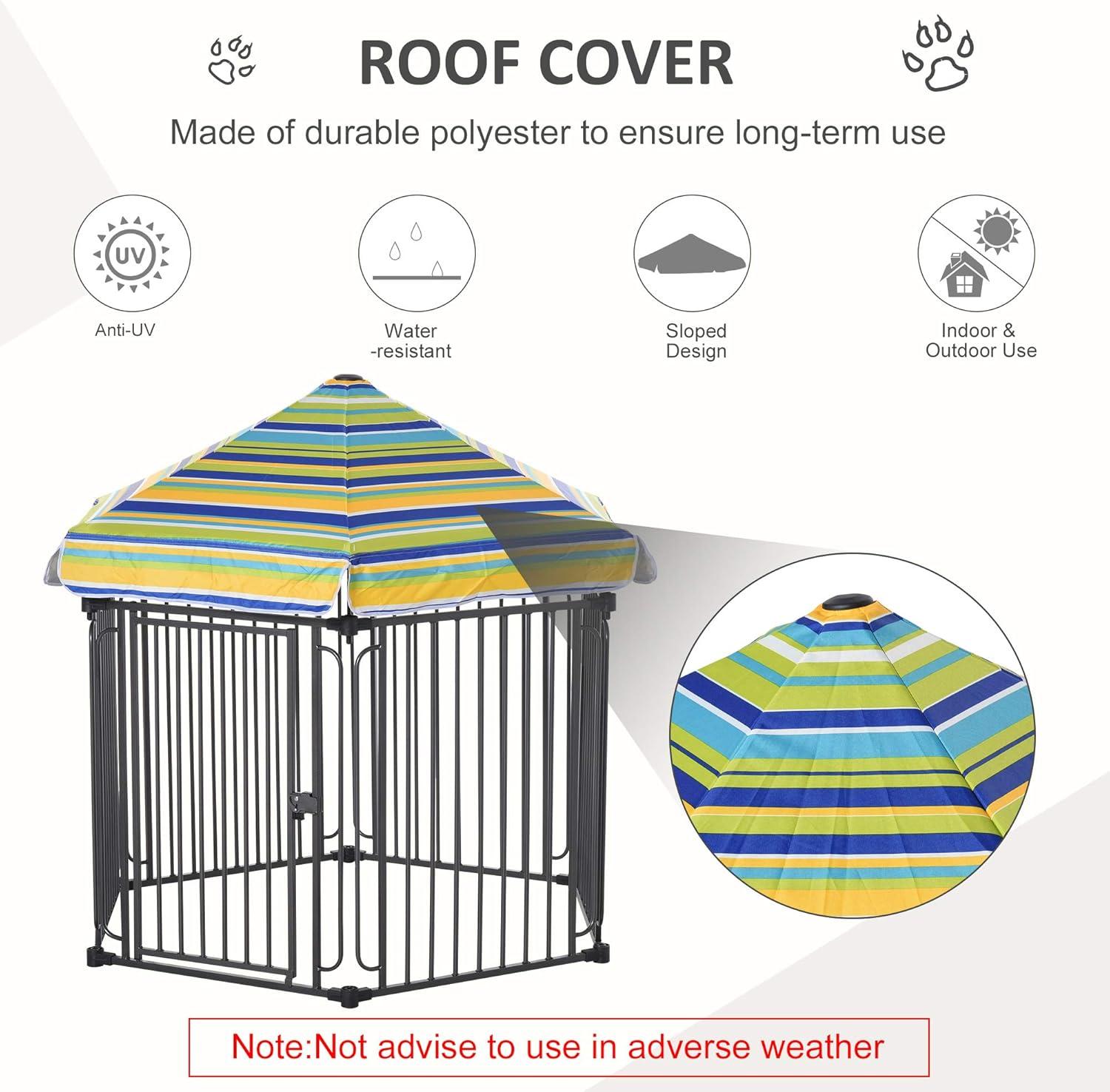 PawHut Heavy-Duty Outdoor Pet Cage Kennel with Weather-Resistant Polyester Roof, Locking Door, & Metal Frame