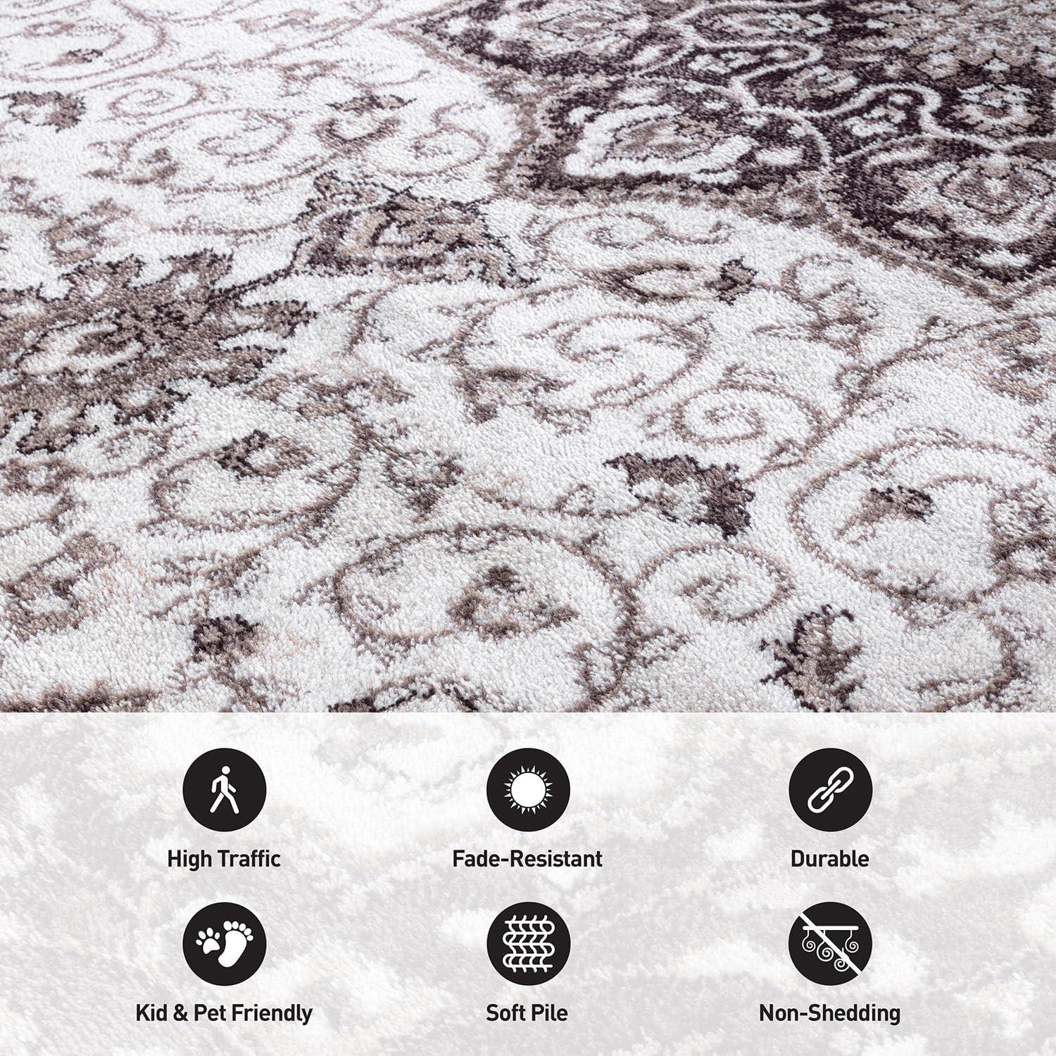 World Rug Gallery Traditional Medallion Area Rug - BROWN 7' 10" x 10'