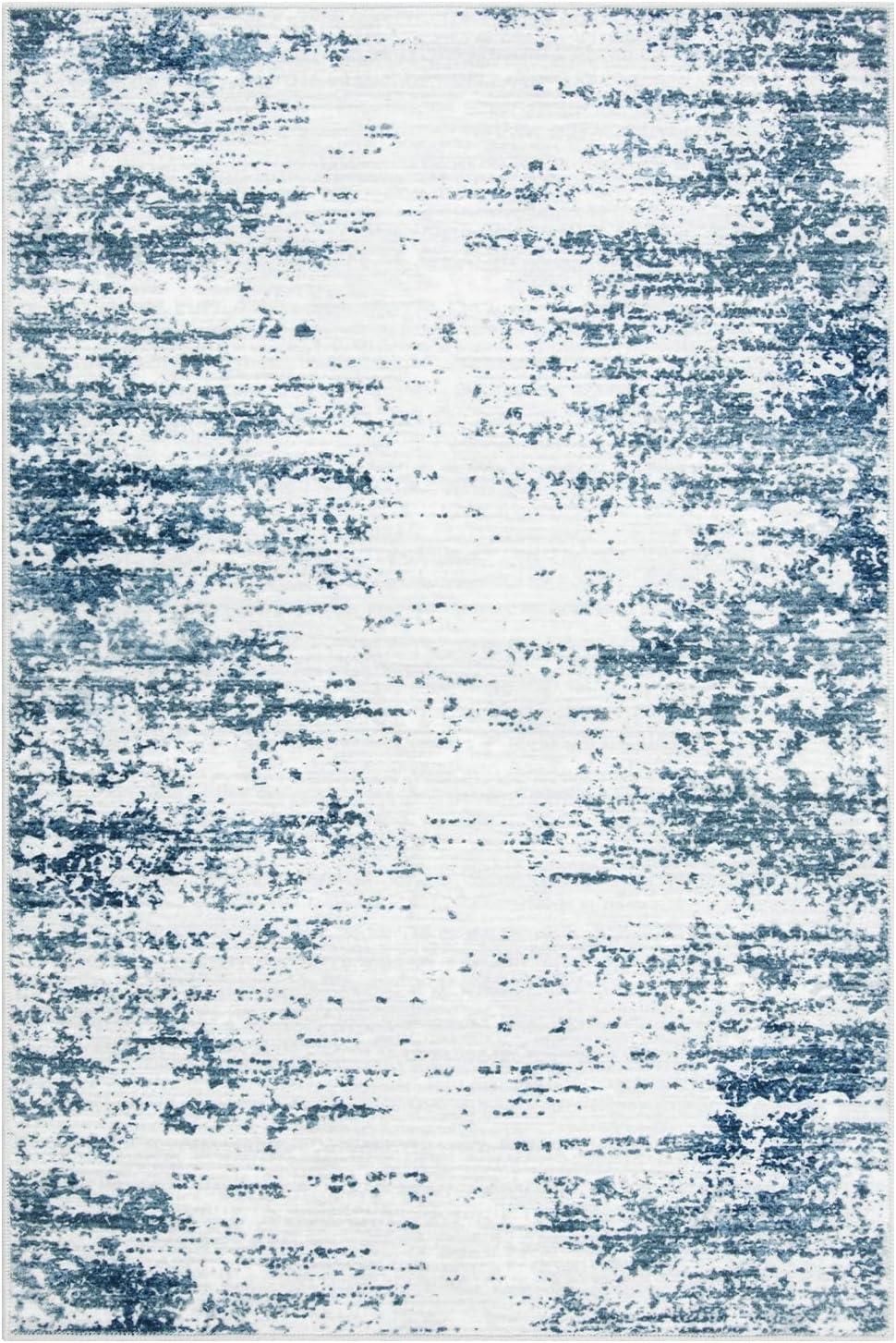 Garvee 5'x7' Modern Blue Abstract Area Rug Machine Washable Contemporary Rug Soft Foldable Thin Accent Rug Anti-Slip Non-Shedding Floor Carpet