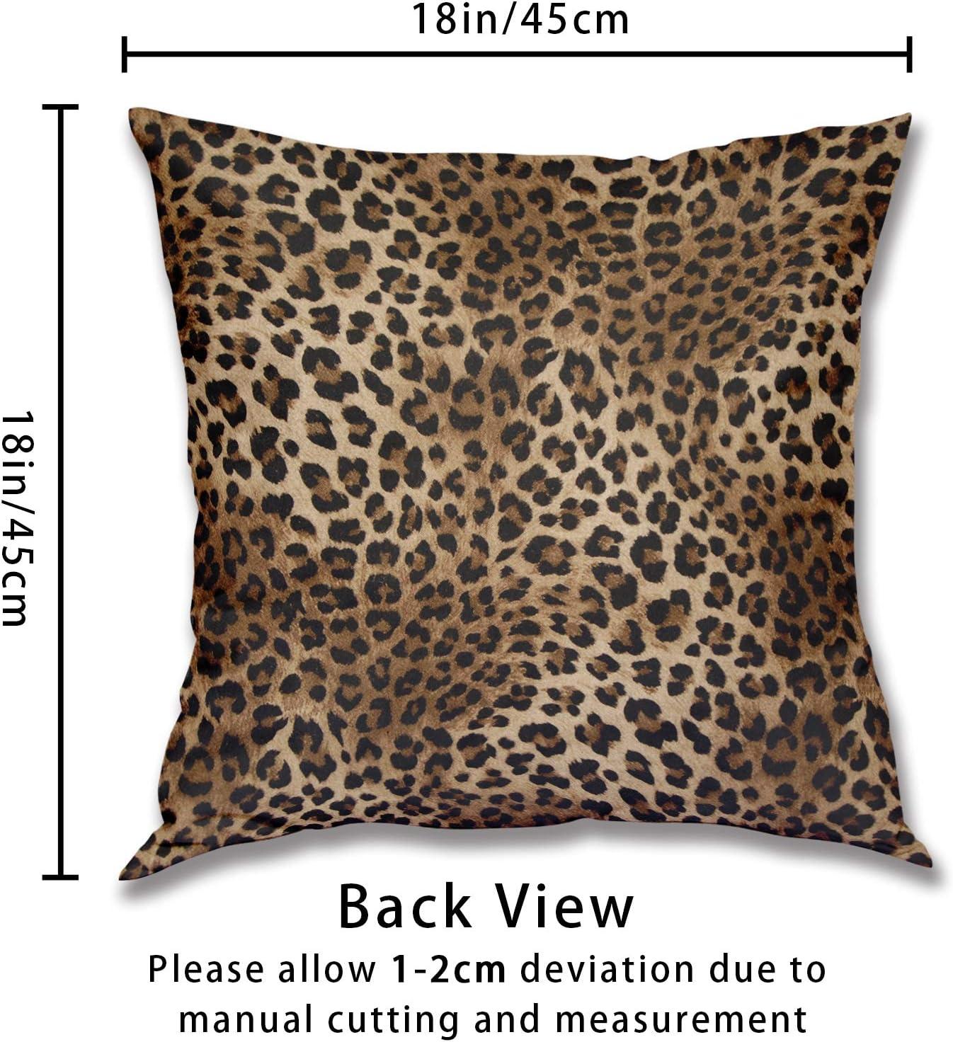 Brown Leopard Throw Pillow Cover - 2 Pcs Cheetah Pillow Case 20x20 inch Cotton Soft Animal Print Pillows Covers Decorative Cushion Cover for Home Couch Bed Sofa Double Side Printed