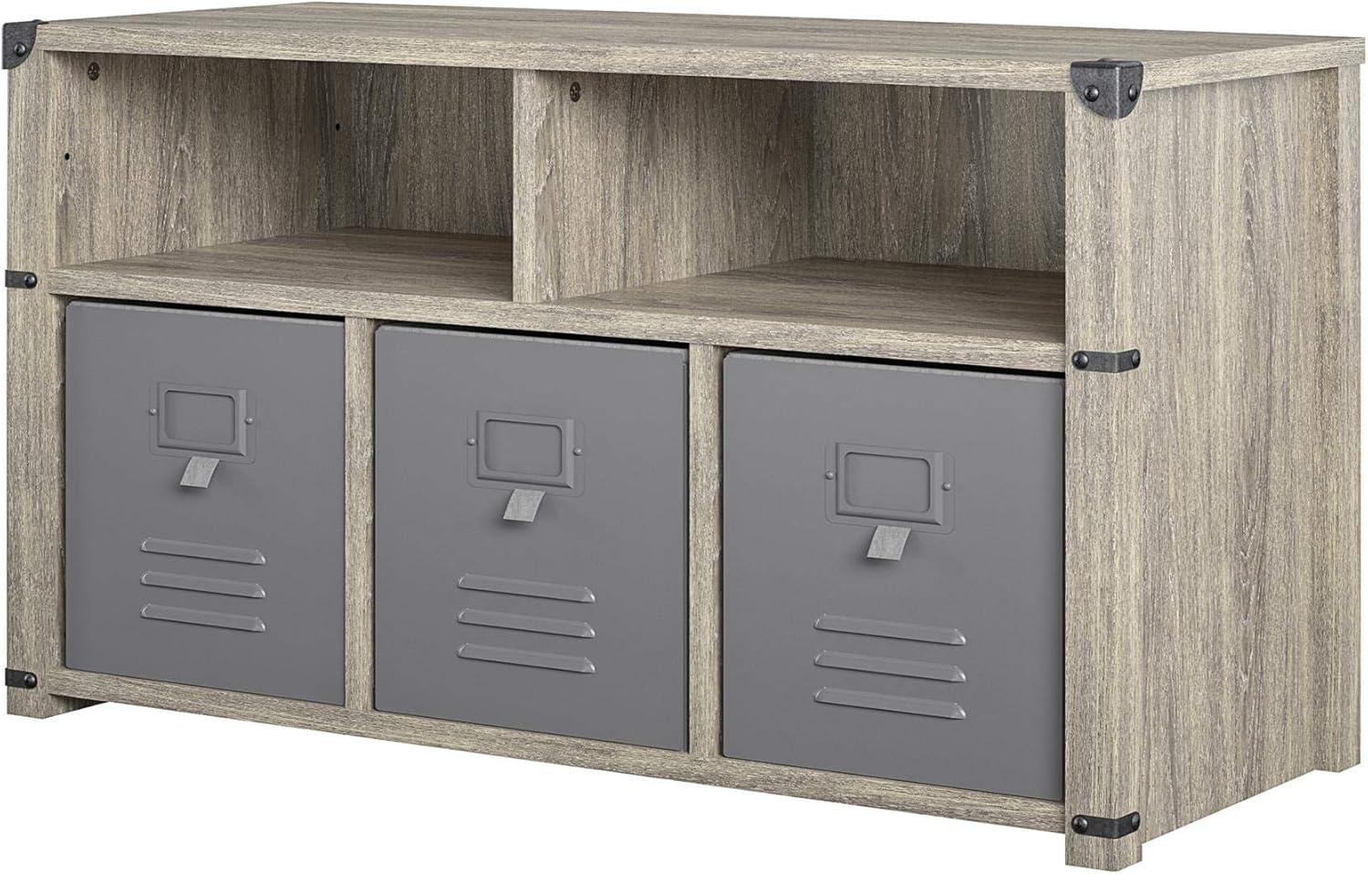 Grey Oak Industrial Nova Bedroom Storage Bench with Metal Accents