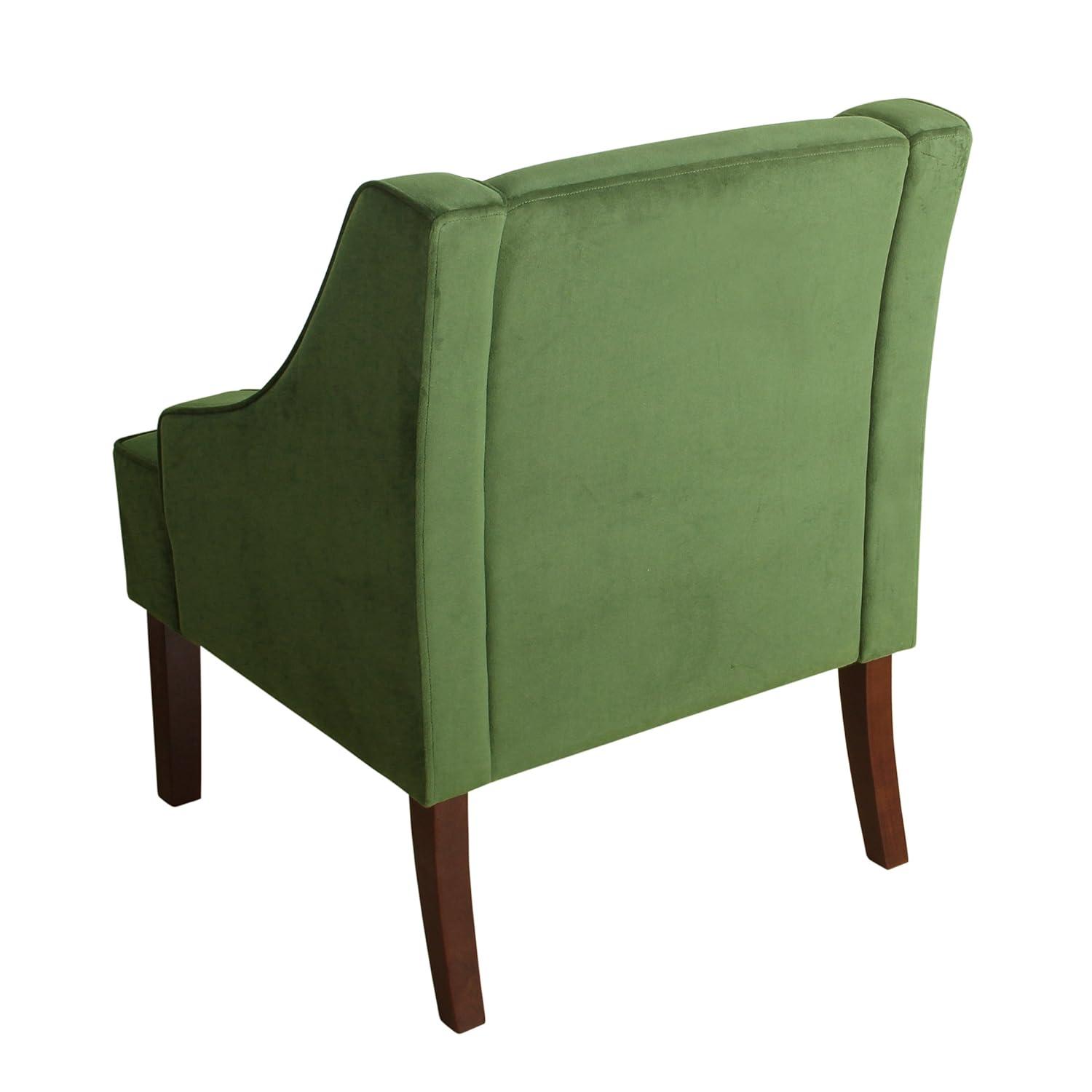 Velvet Swoop Armchair Forest Green - HomePop: Elegant Side Arms, Wood Legs, 250lb Capacity