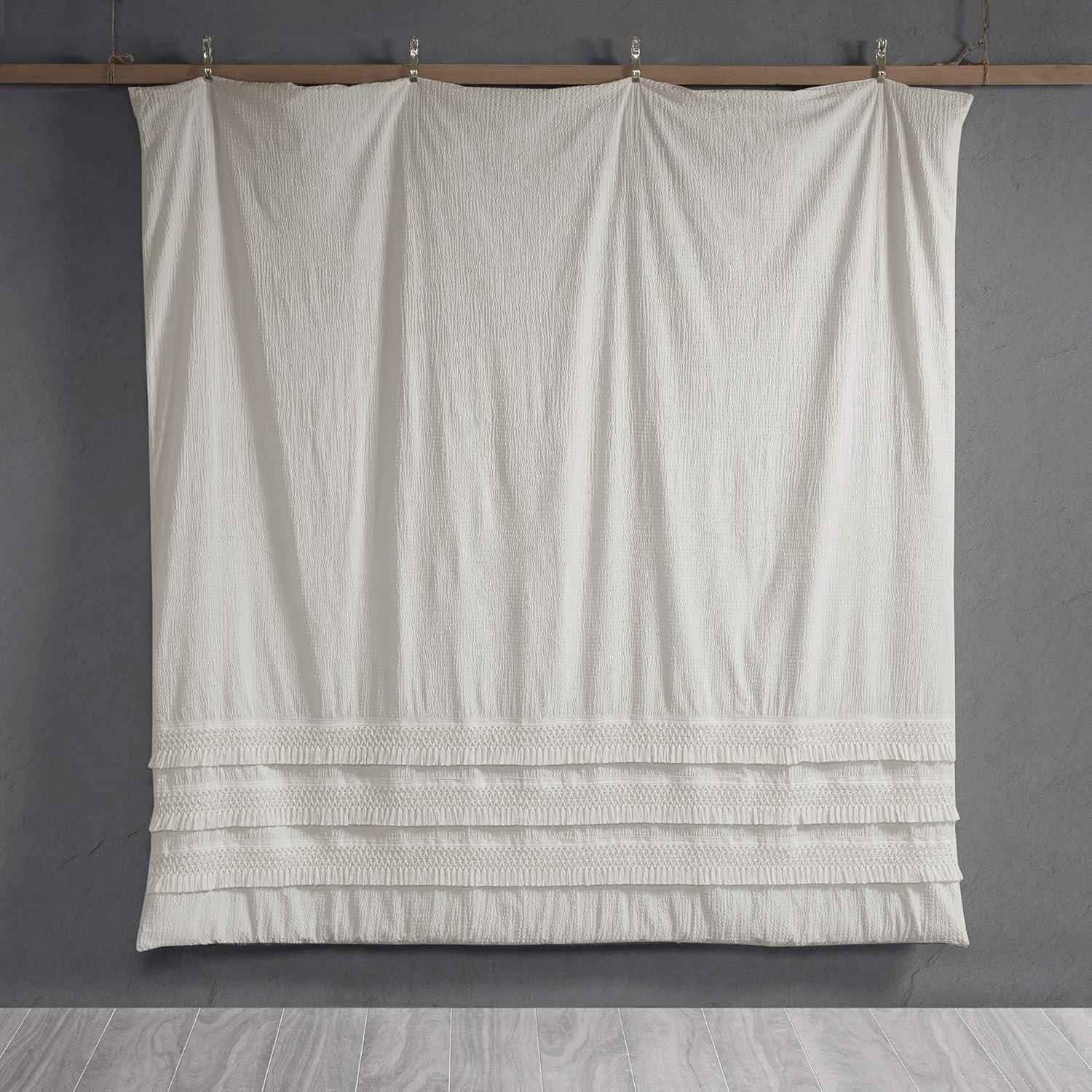 Madison Park Roselle King/California King 3pc Cotton Seersucker Duvet Cover Set Ivory: Lightweight Fabric, OEKO-TEX Certified