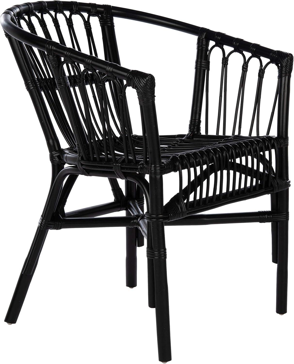 SAFAVIEH Adriana Solid Rattan Armchair, Black, Set of 2