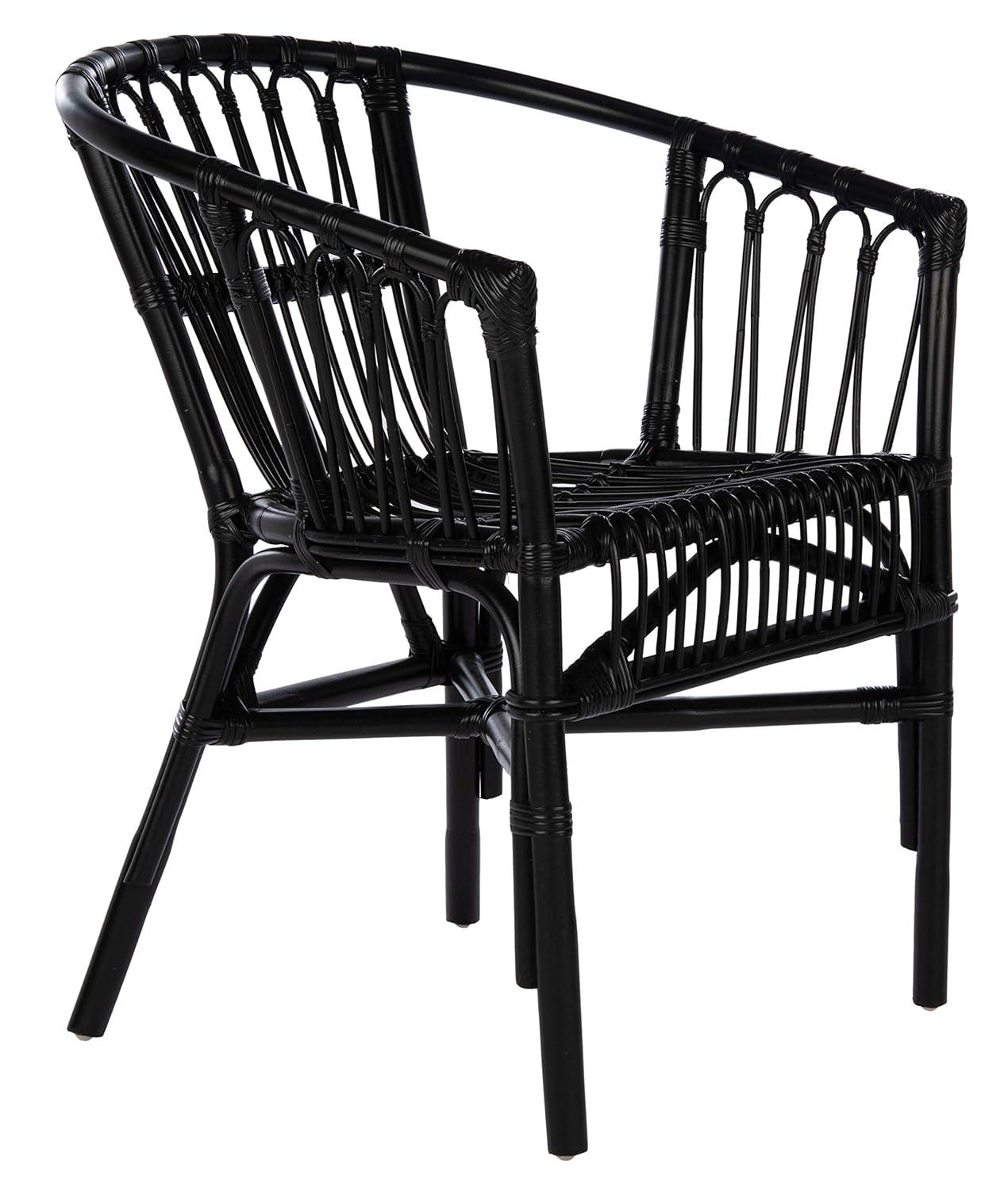 Adriana Rattan Accent Chair - Set of 2 - ACH6505 - Black - Safavieh