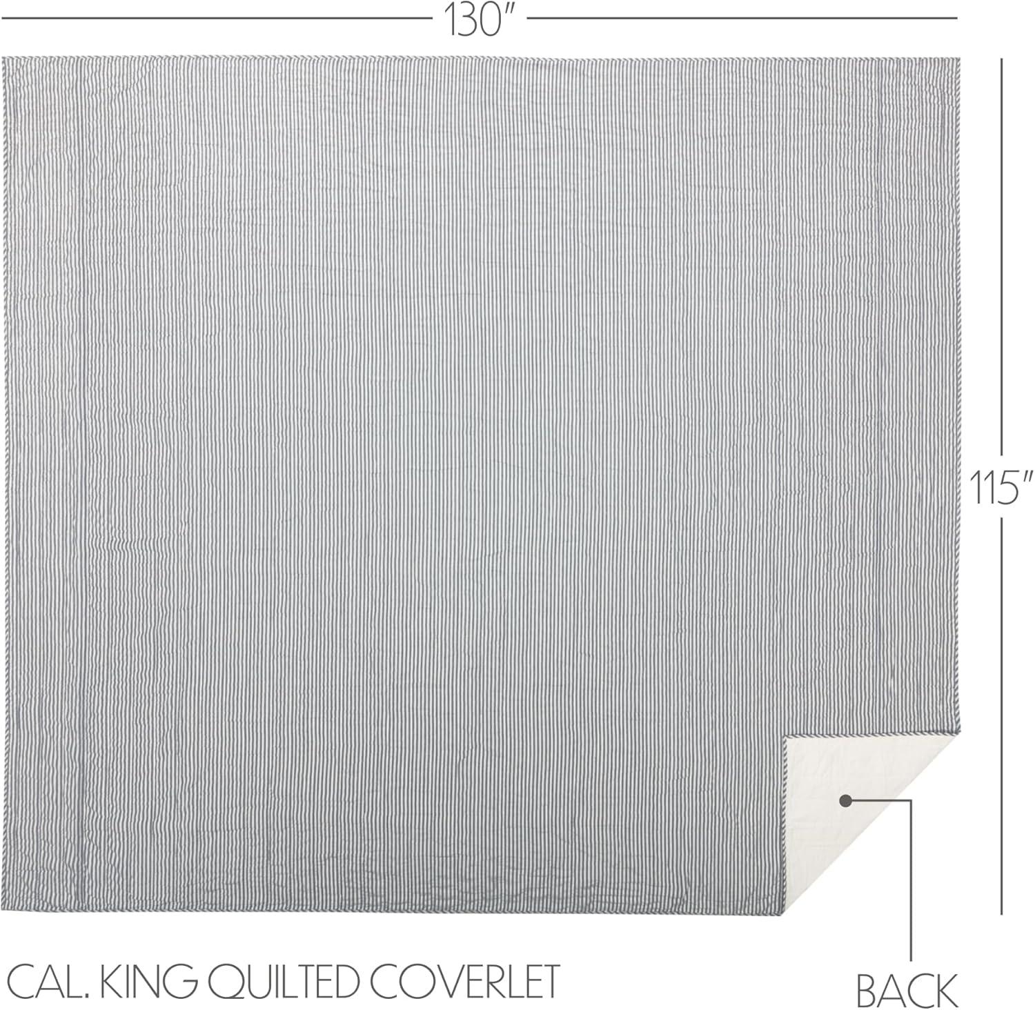 Sawyer Mill Blue Ticking Stripe California King Quilt Coverlet 130Wx115L