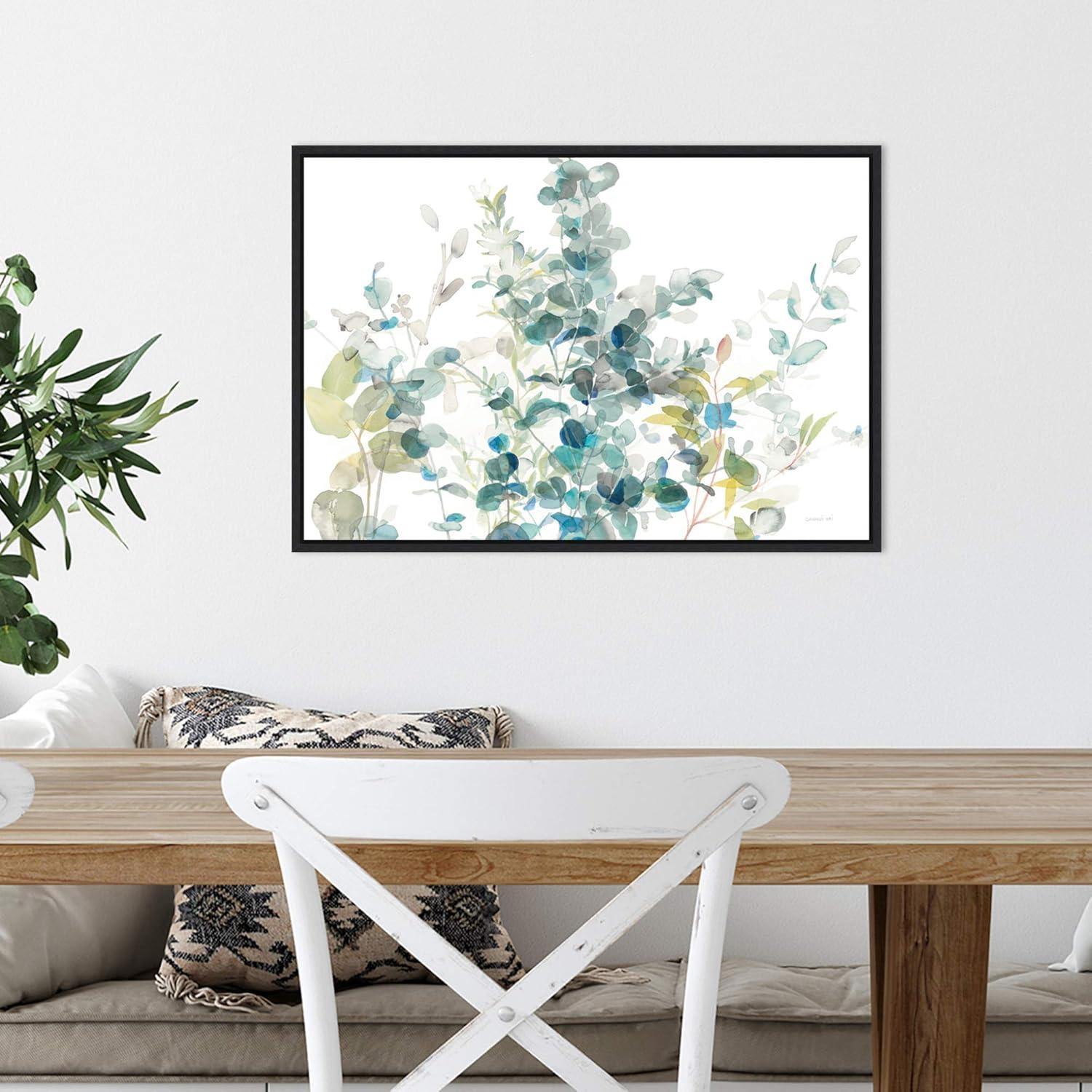 Amanti Art Eucalyptus I White Crop by Danhui Nai Framed Canvas Wall Art