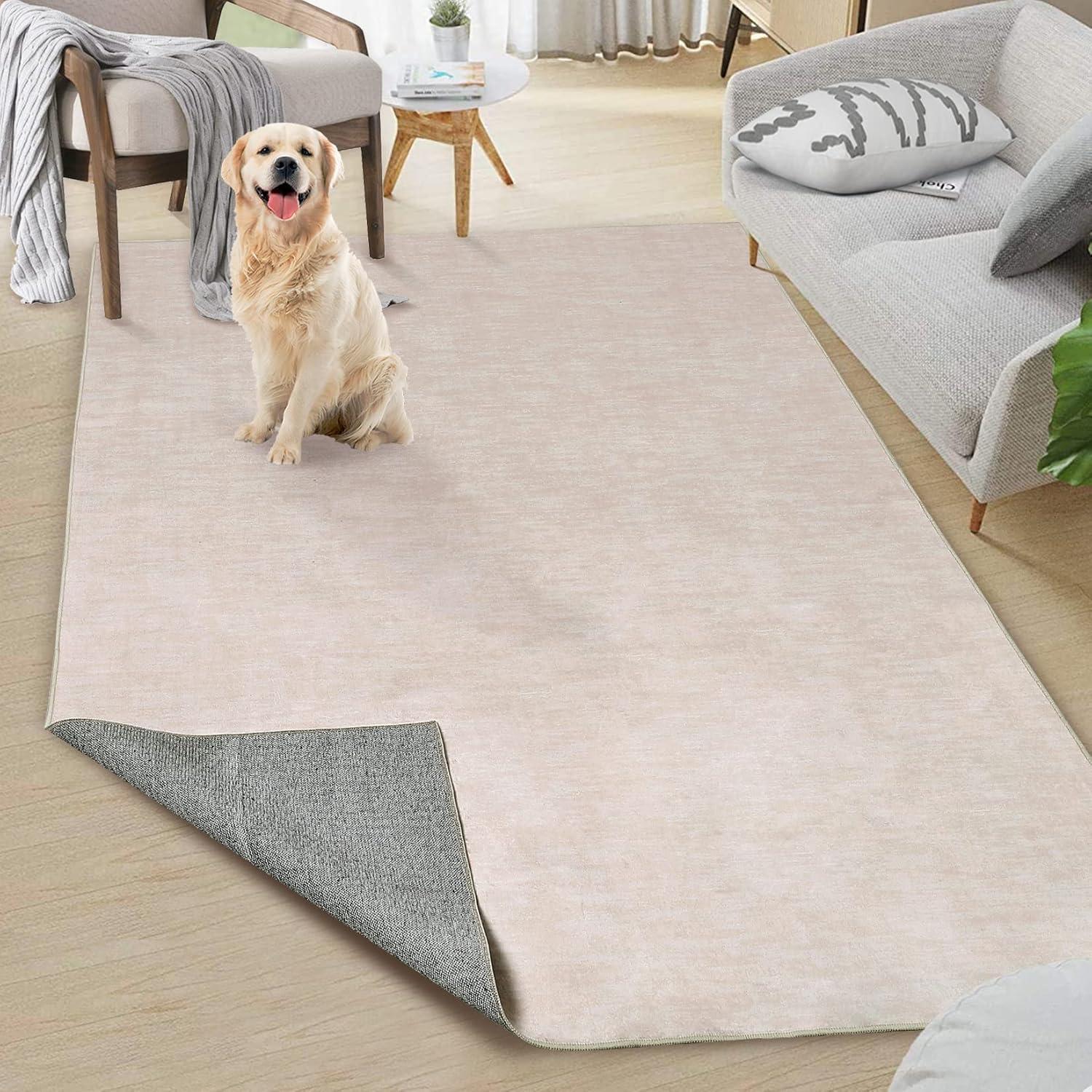 Garvee 9' x 12' Large Machine Washable Area Rug Modern Solid Rug Non-Slip Low-Pile Contemporary Indoor Area Rug for Home Office Bedroom, Red