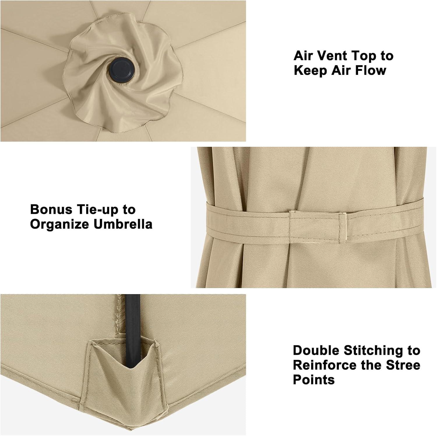 MASTERCANOPY Patio Umbrella 9 ft Replacement Canopy for 8 Ribs-Beige Canopy Only