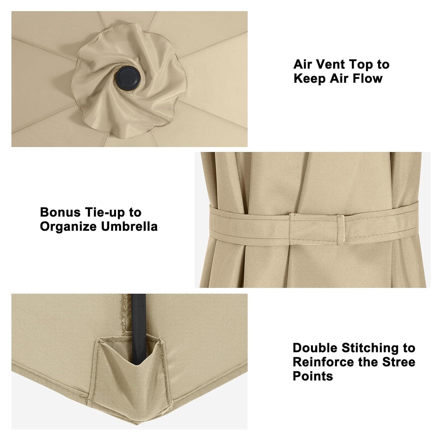 MASTERCANOPY Patio Umbrella 9 ft Replacement Canopy for 8 Ribs-Beige Canopy Only