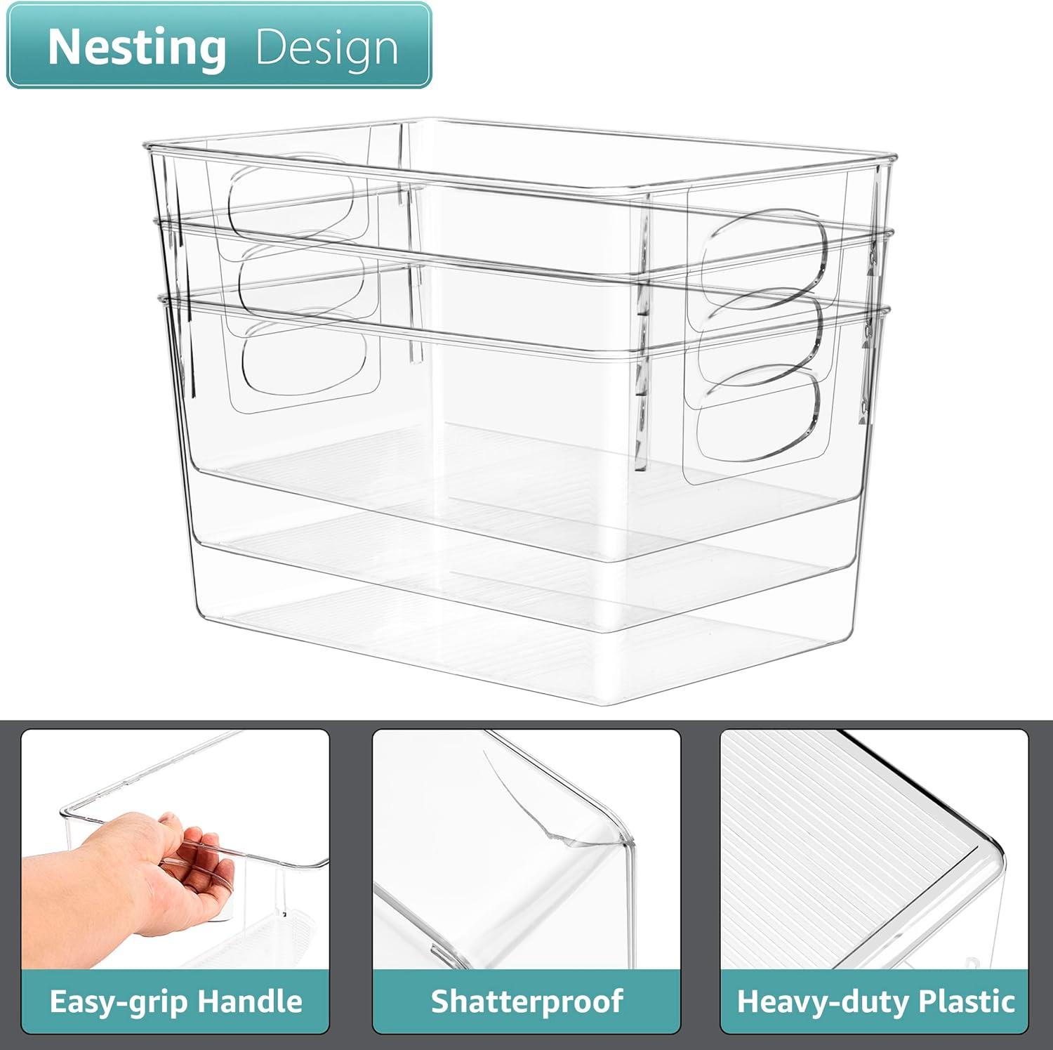 Clear Stackable Plastic Lidded Storage Bins for Kids