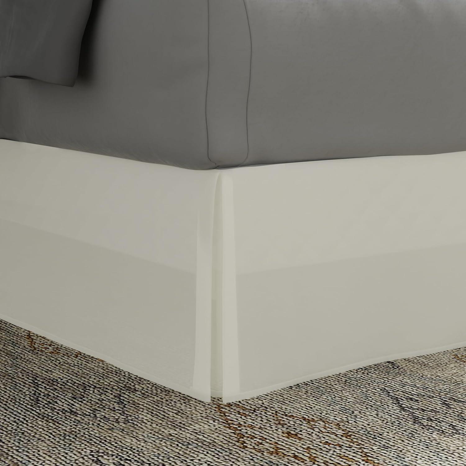 Ivory Full Polyester Tailored Bed Skirt with Split Corners