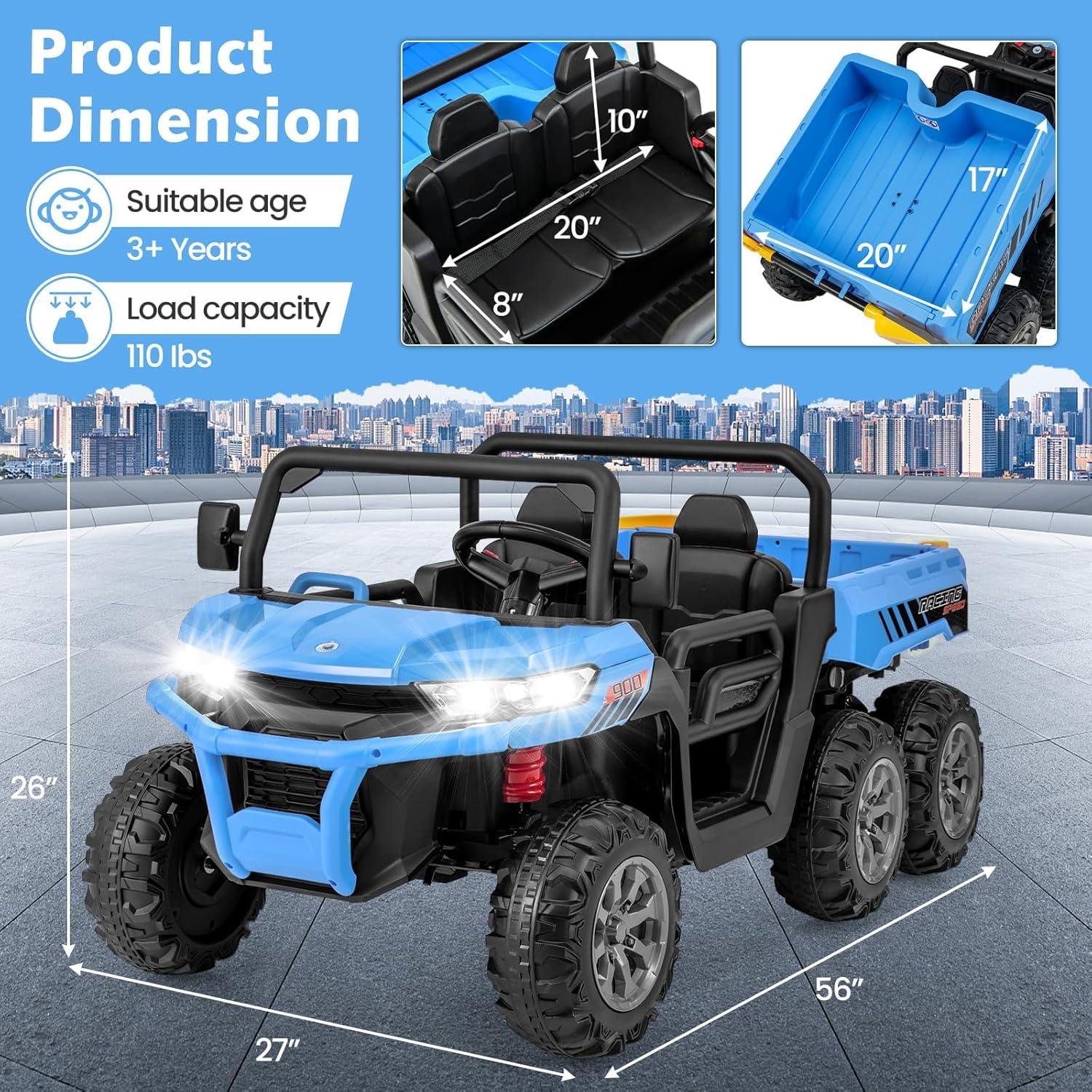 Himimi Delia Himimi 24 Voltage  Ride On Dump Truck, 2 Seater Kids UTV with Electric Dump Bed, Remote Control