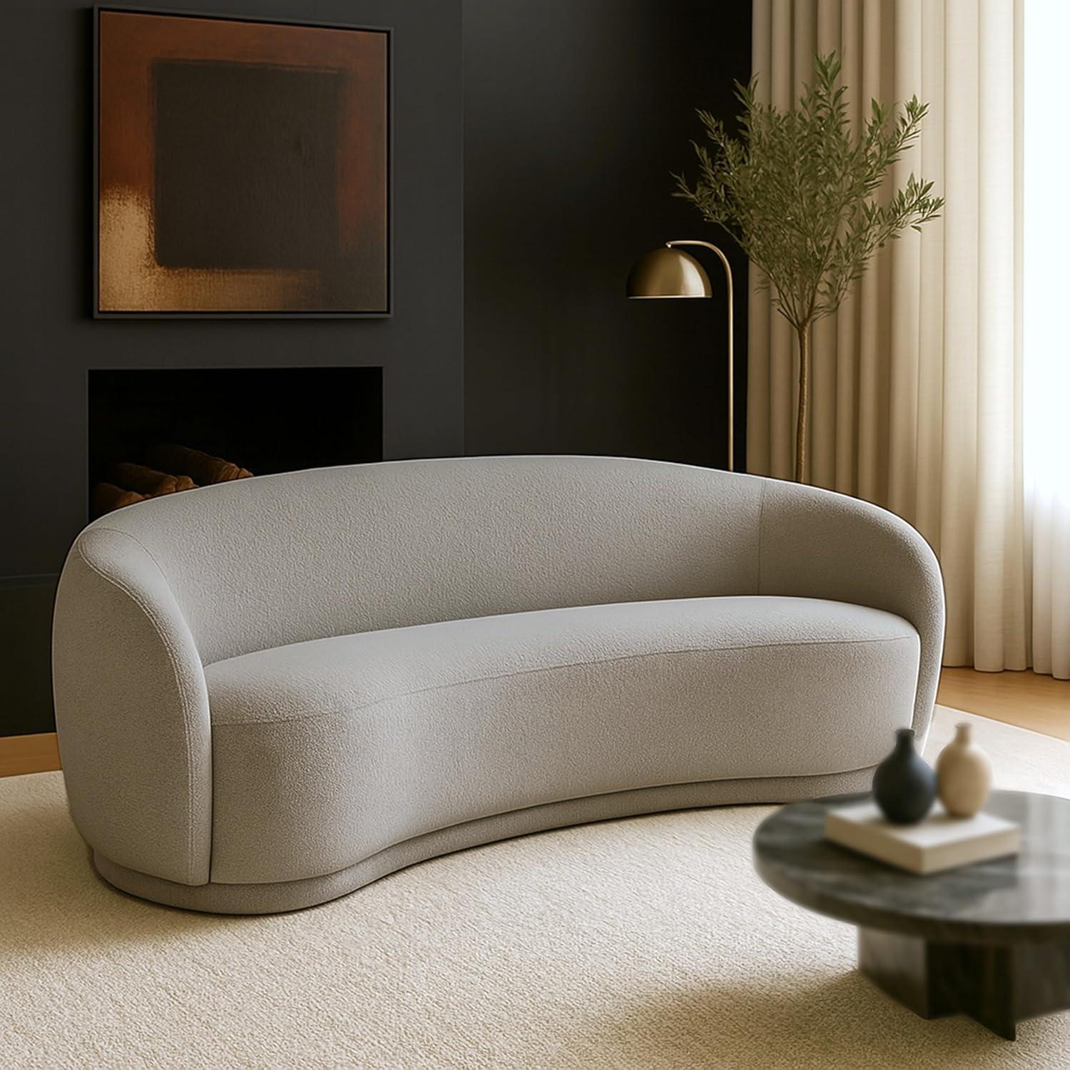 Meridian Furniture Hyde Grey Boucle Fabric Sofa