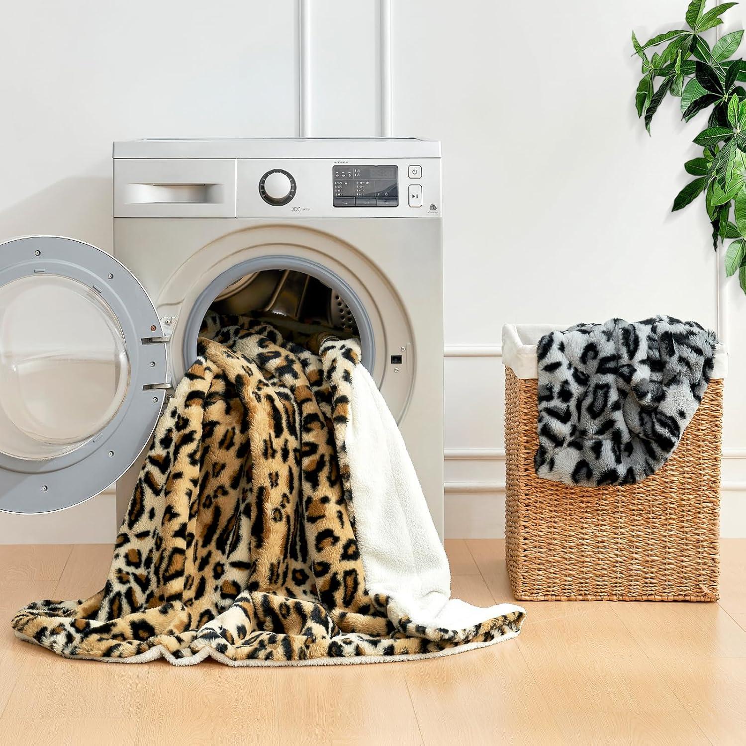 Luxury Faux Fur Throw Blanket Leopard Print, Non Shedding Double Sided Sherpa Blankets Super Soft Fluffy Thick Warm Throws Home Decor For Couch Bed Sofa Women