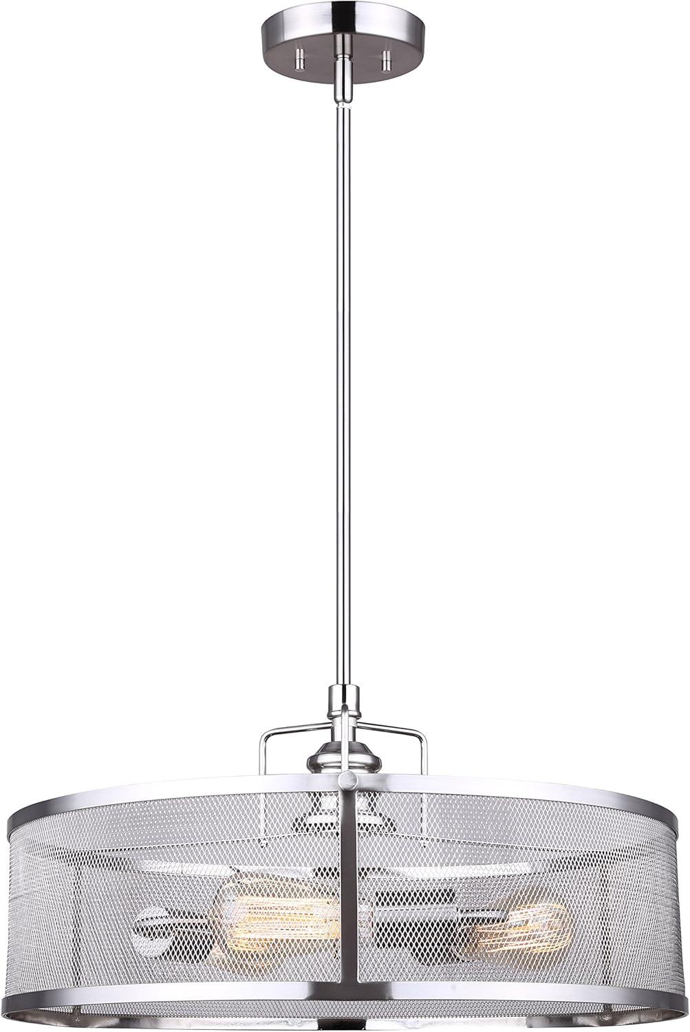 CANARM LTD ICH626A03BN20 Beckett 3 Bulb Rod Chandelier, Brushed Nickel with Metal Mesh Shade, 3 Light