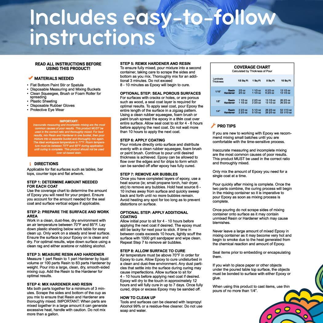 Crystal Clear Epoxy Resin Kit, 1/8 Gallon Total, 2-Part, Includes Two 16 Oz Bottles, for Tumblers, Wood, Tabletop, Countertop, Bar Crafts, Art, Molds, and Casting Projects