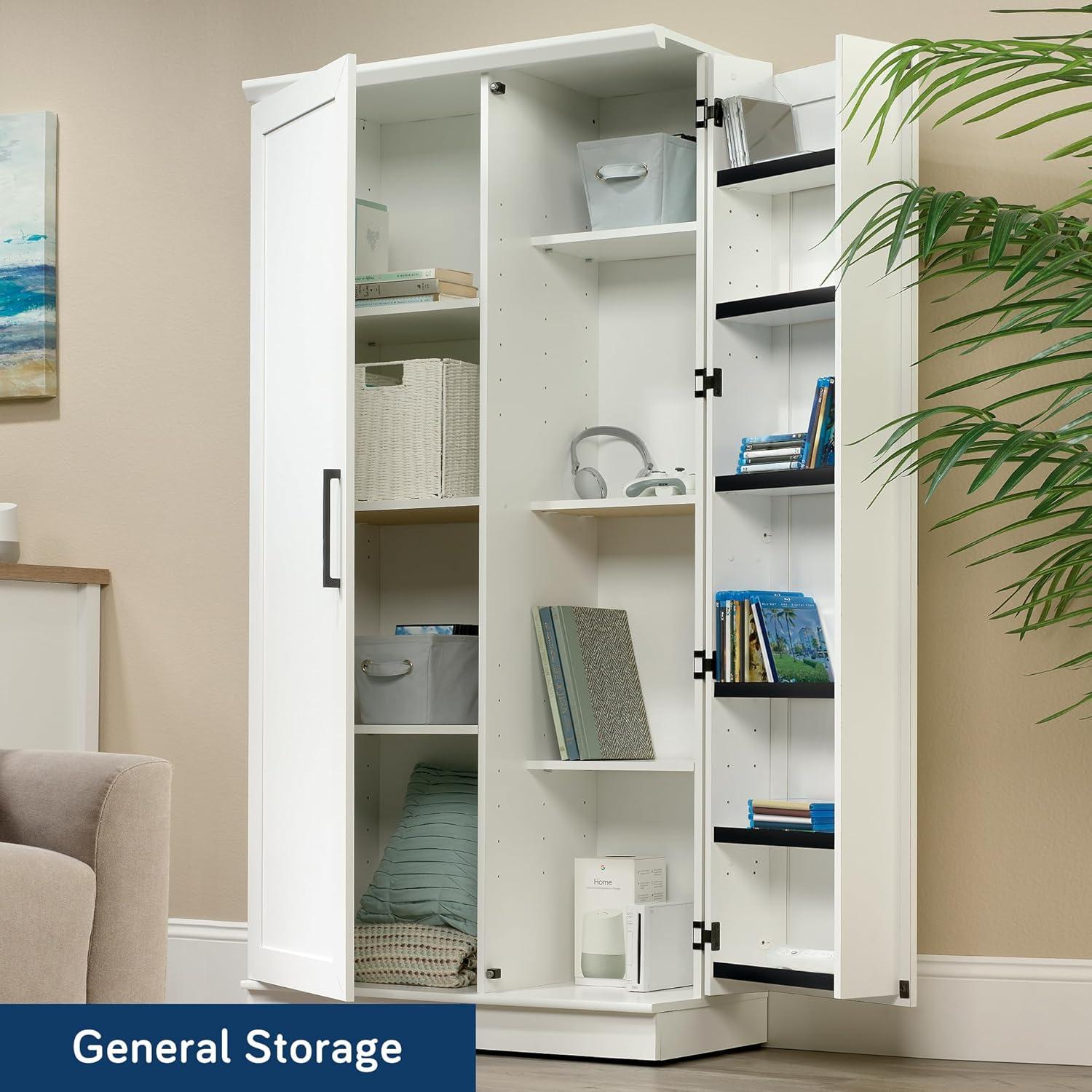 Soft White Freestanding Office Cupboard with Adjustable Shelving