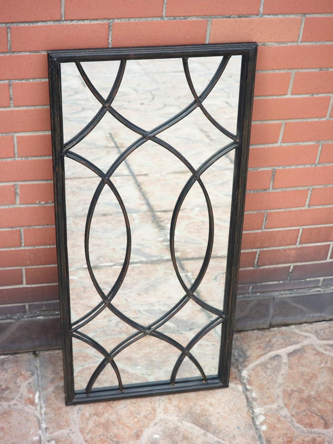 Parisloft Rectangle Window Pane Metal Wall Mirror, Black, 27.75" H