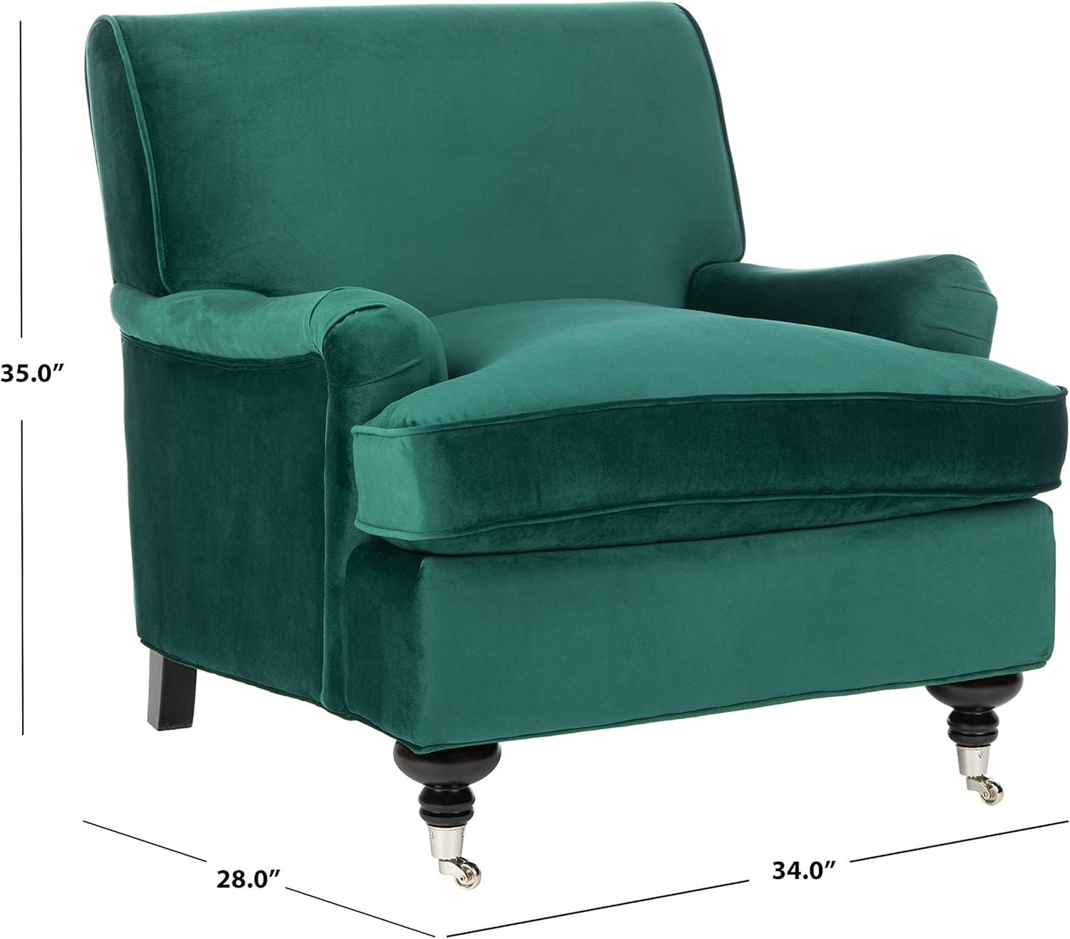 Chloe Contemporary Emerald Green Velvet Arm Chair