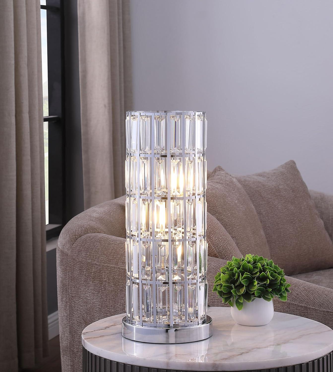 Coaster Wanda 20-inch Crystal Shade Bedside Metal Table Lamp Silver