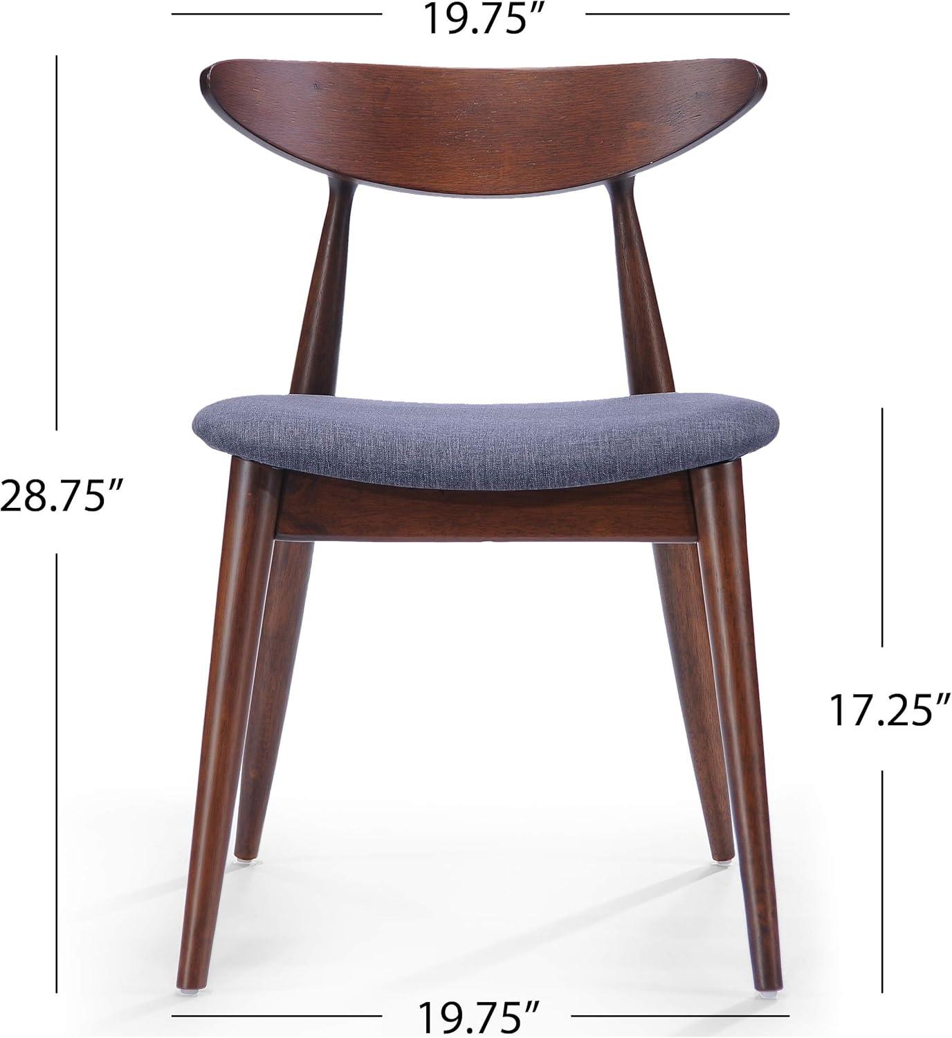 Christopher Knight Home Barron Mid Century Modern Rubberwood Fabric Upholstered Dining Chairs (Set of 2), Charcoal/Walnut