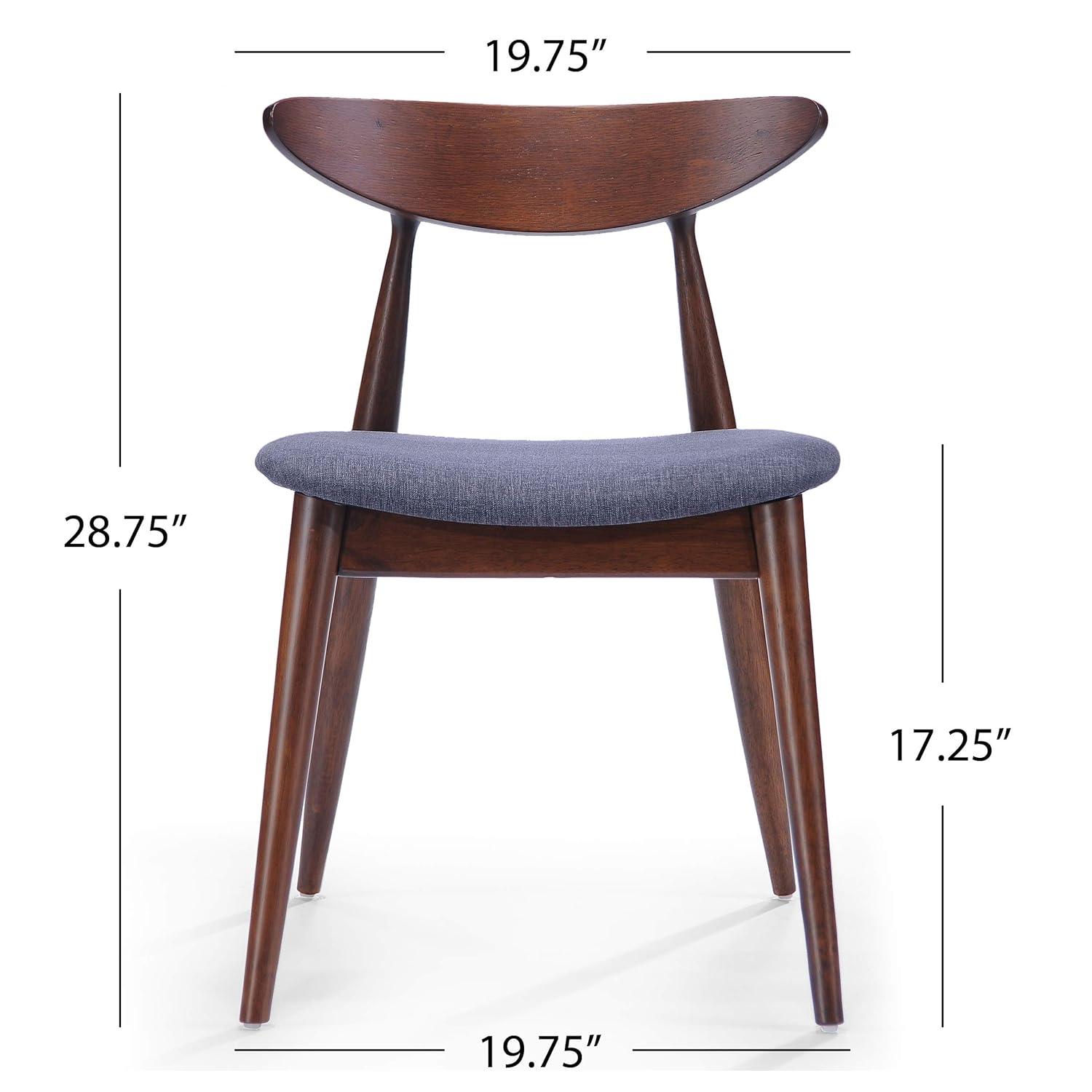 Christopher Knight Home Barron Mid Century Modern Rubberwood Fabric Upholstered Dining Chairs (Set of 2), Charcoal/Walnut