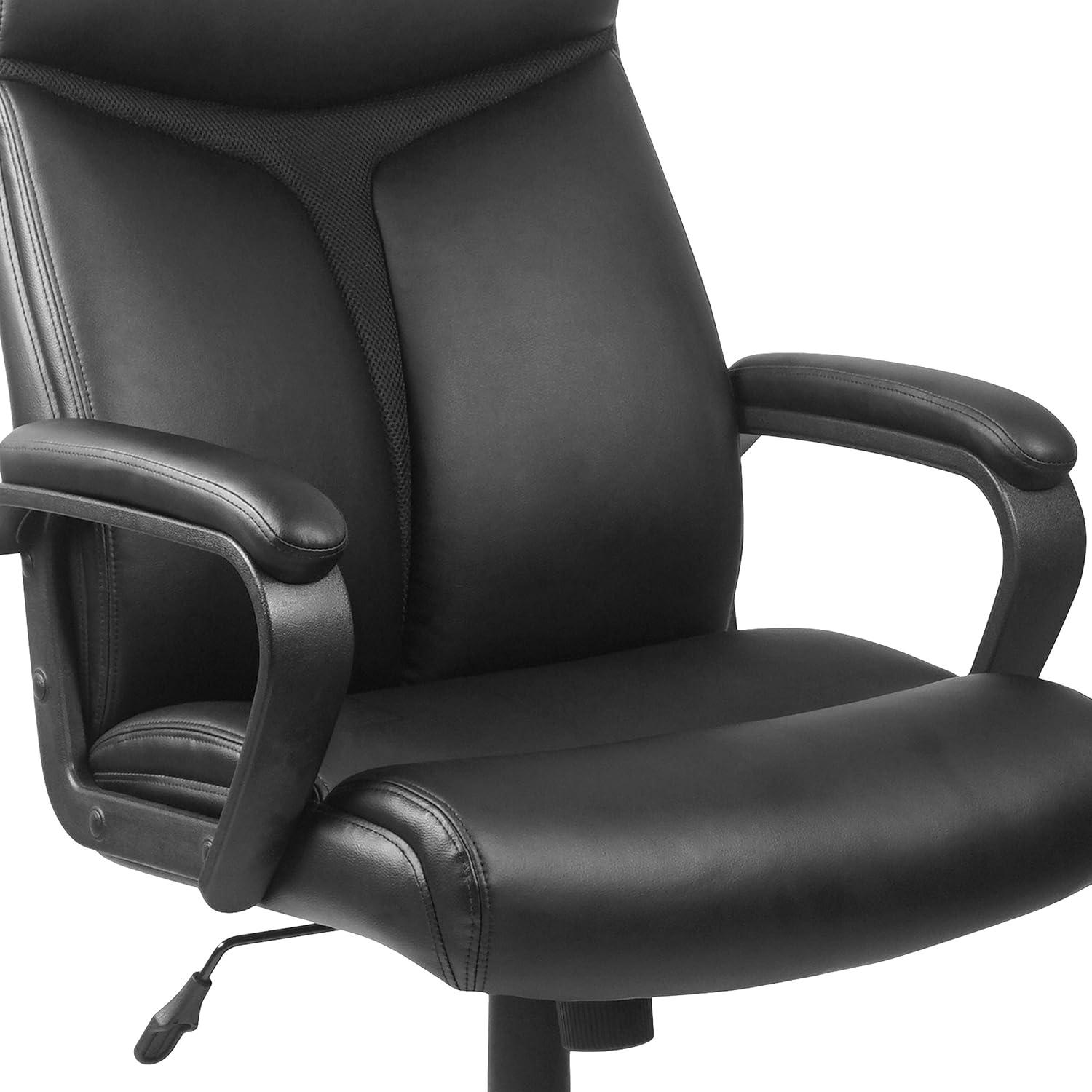 Flash Furniture Raya High Back Black LeatherSoft Executive Swivel Office Chair with Slight Mesh Accent and Arms