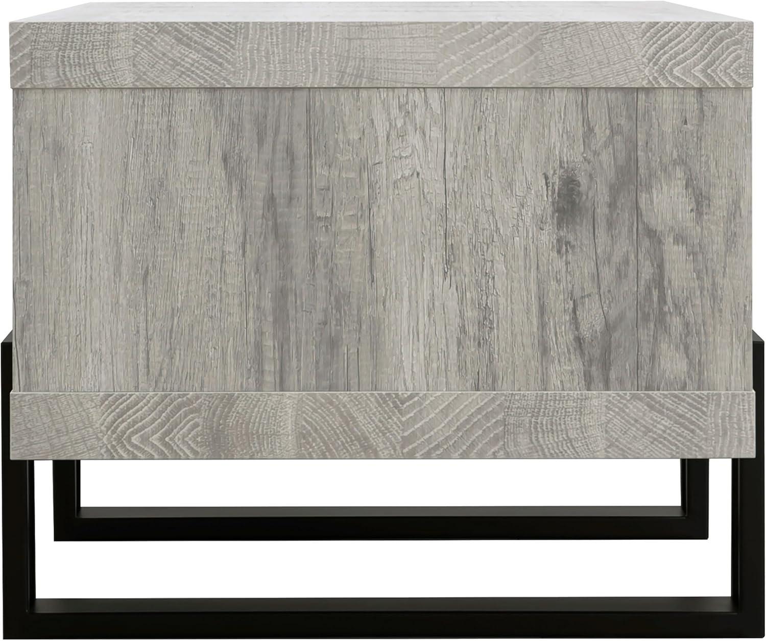 Dinard Wood Coffee Table Gray Driftwood/Black - Coaster: Sleek Two-Tier & Geometric Legs